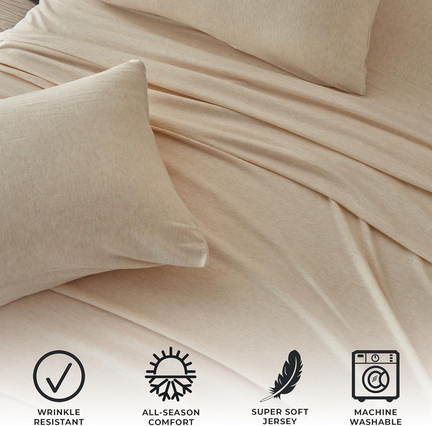 Great Bay Home Jersey Knit Cotton Blend Sheet Set, Full, 4 Pieces