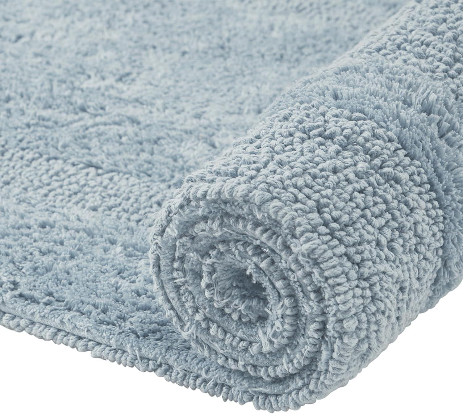 Better Trends Lux 100% Cotton Tufted Solid Reversible Bath Rug 24" x 40" Rectangle - Blue
