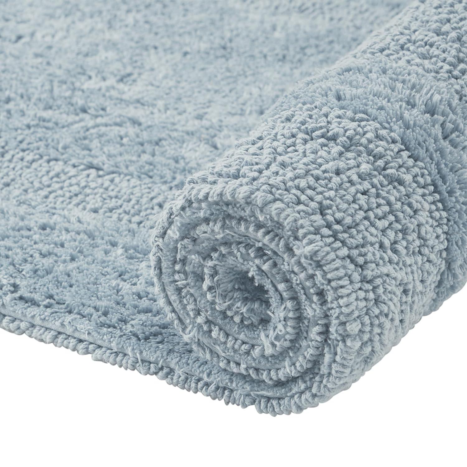 Better Trends Lux 100% Cotton Tufted Solid Reversible Bath Rug 24" x 40" Rectangle - Blue