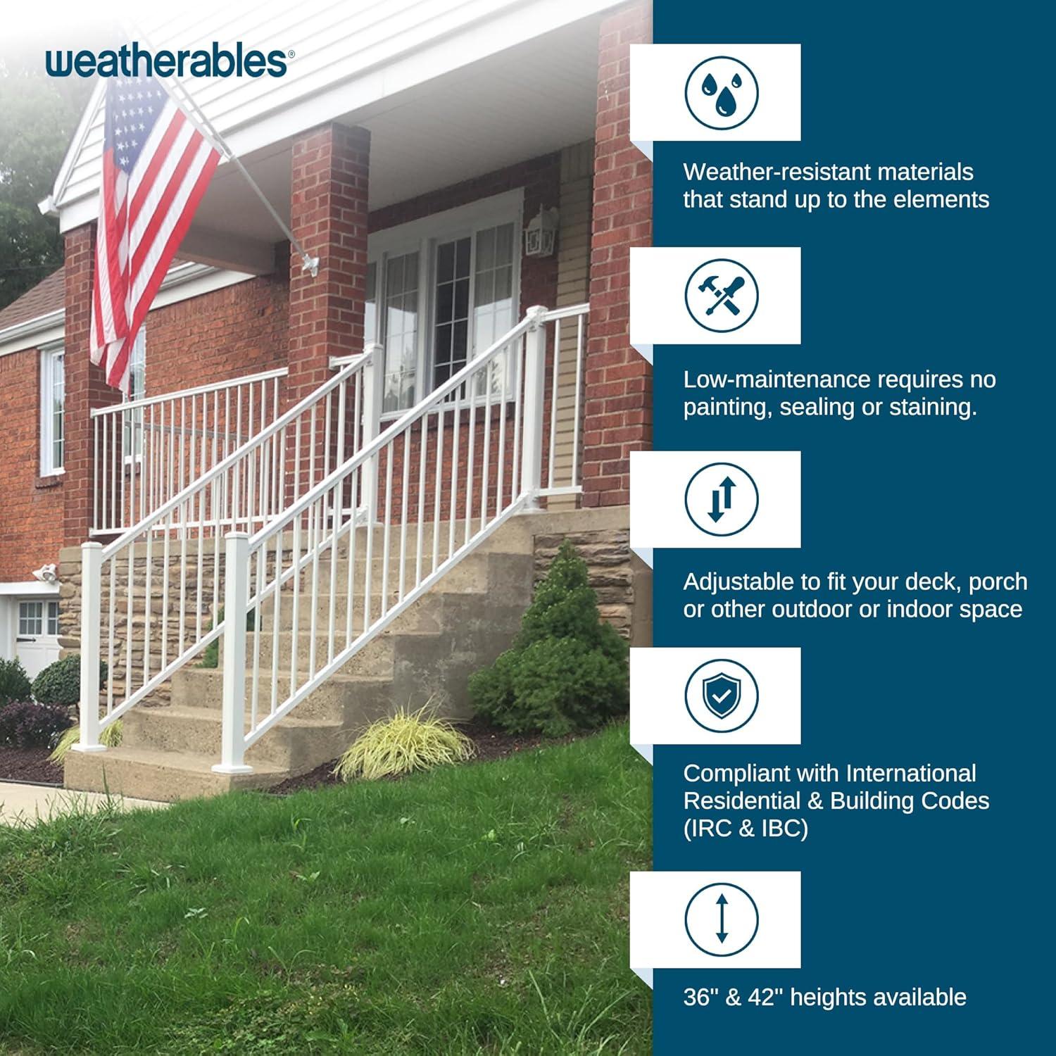 Weatherables Stanford 6-ft x 36-in Textured White Aluminum Deck Stair Rail Kit