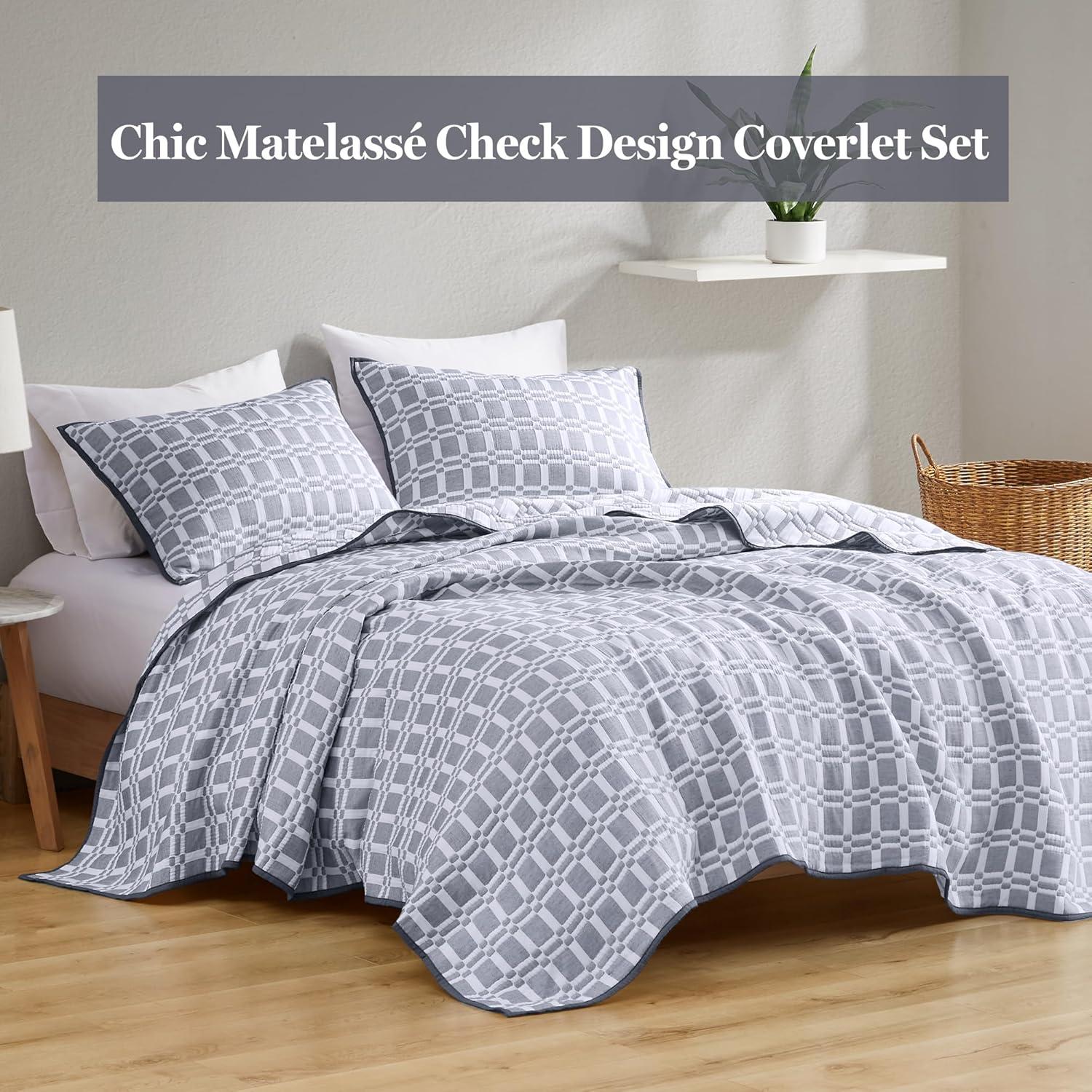 Harlow 3 Piece Reversible Matelasse Coverlet Set