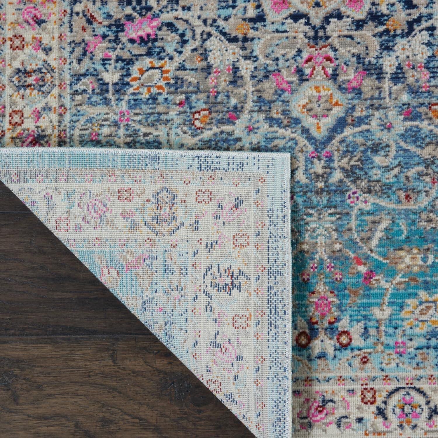 Nourison Vintage Kashan VKA01 Blue/Ivory/Orange Indoor Area Rug - 2' x 4'