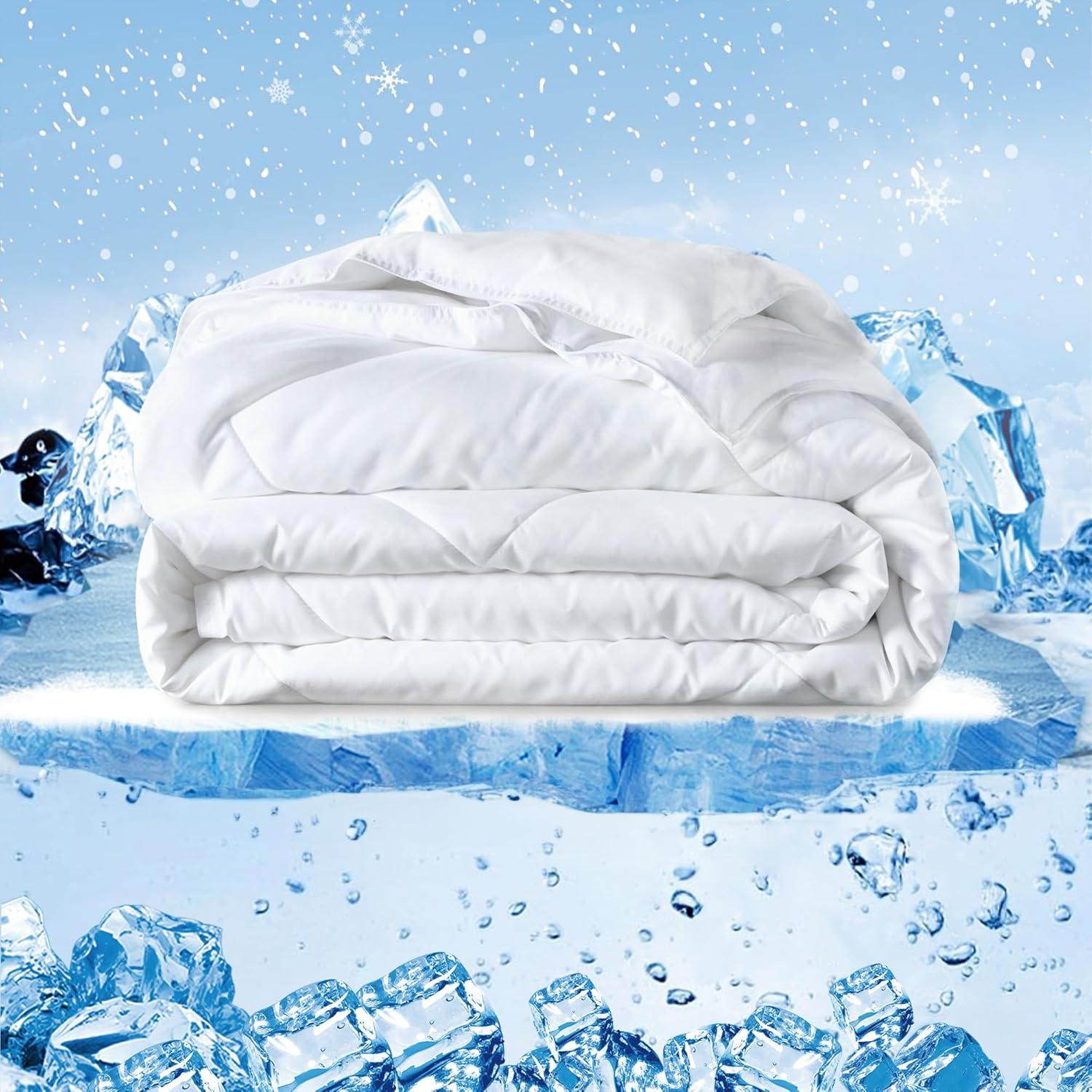 Sharper Image Cooling Touch Oversized Down Microfiber Lightweight Alternative Comforter White