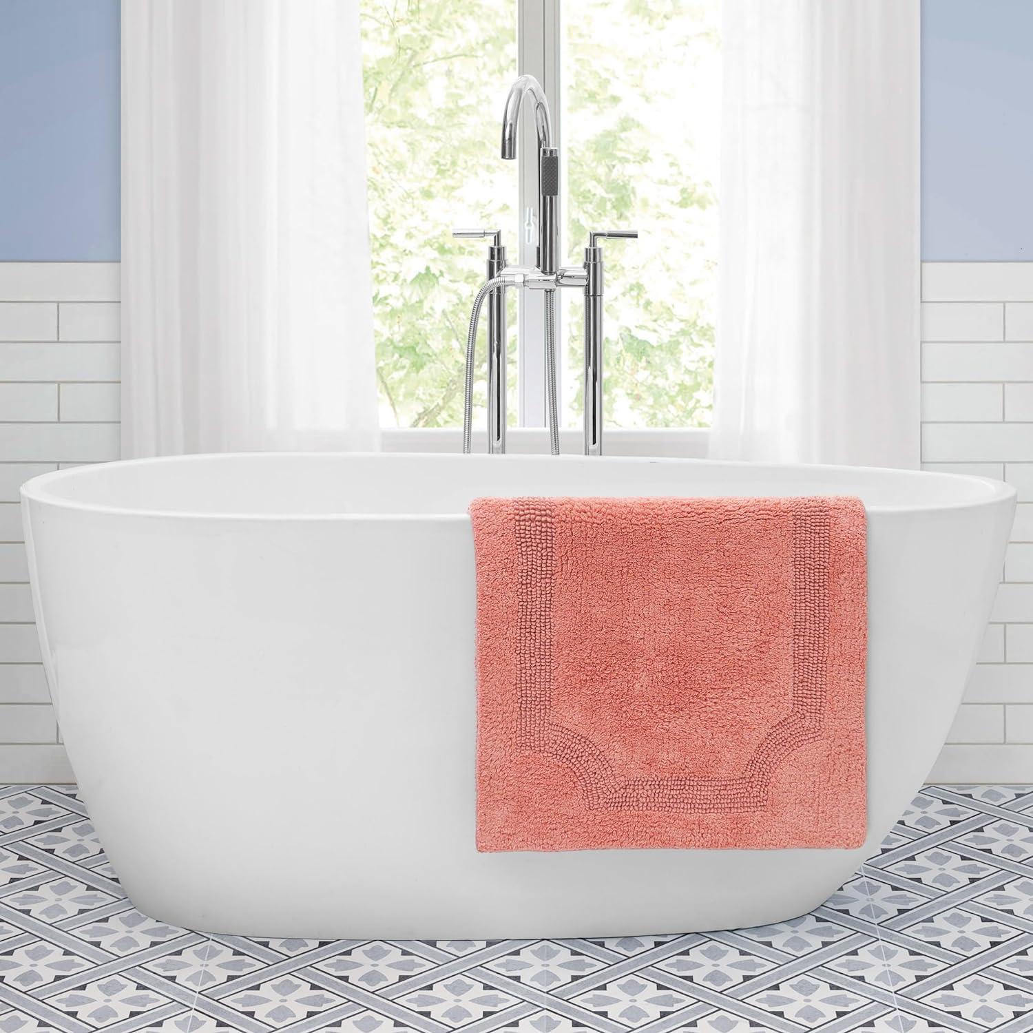 Laura Ashley Reversible Cotton 21 x 34 in. Bath Mat, Coral