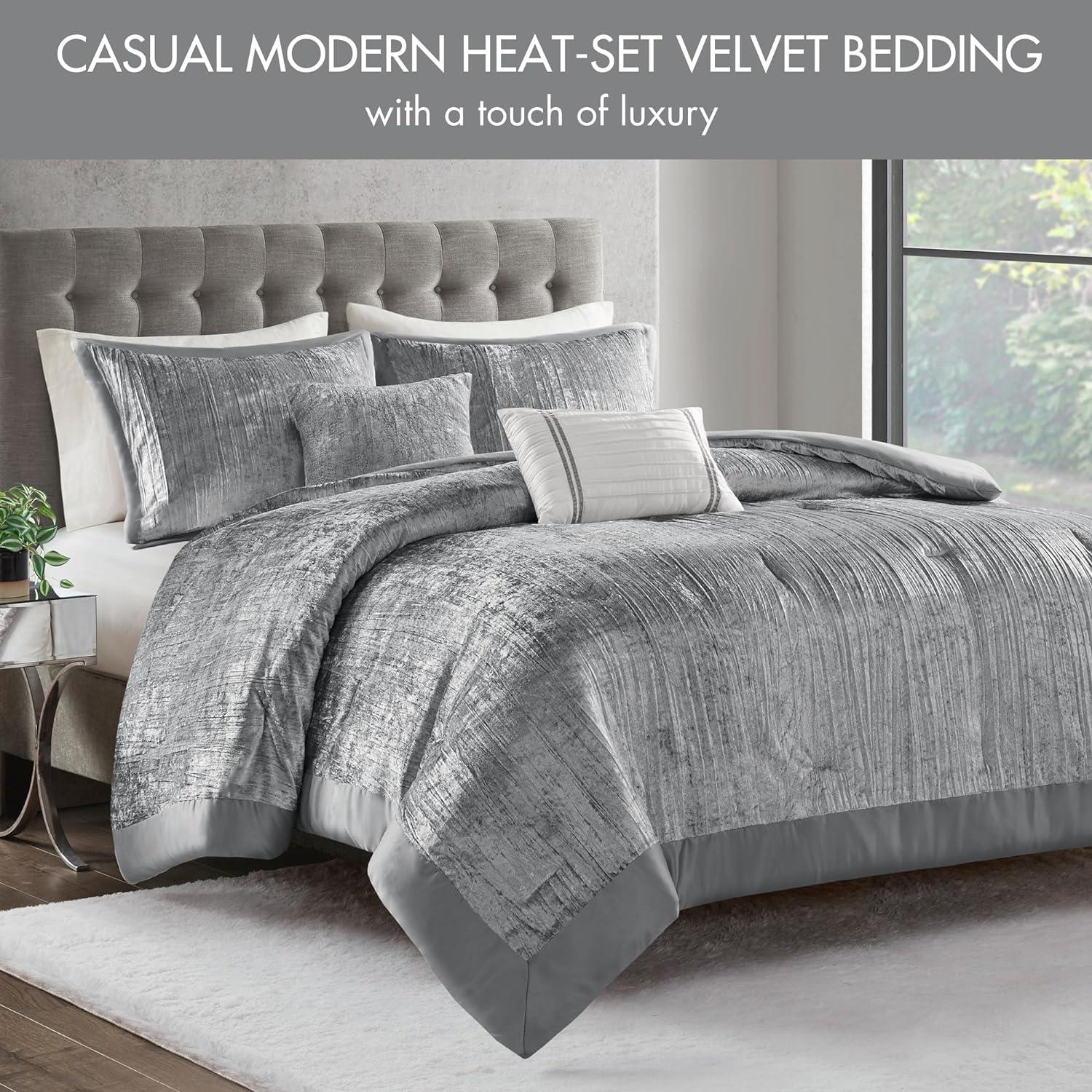 Lee 5 Piece Crinkle Velvet Comforter Set