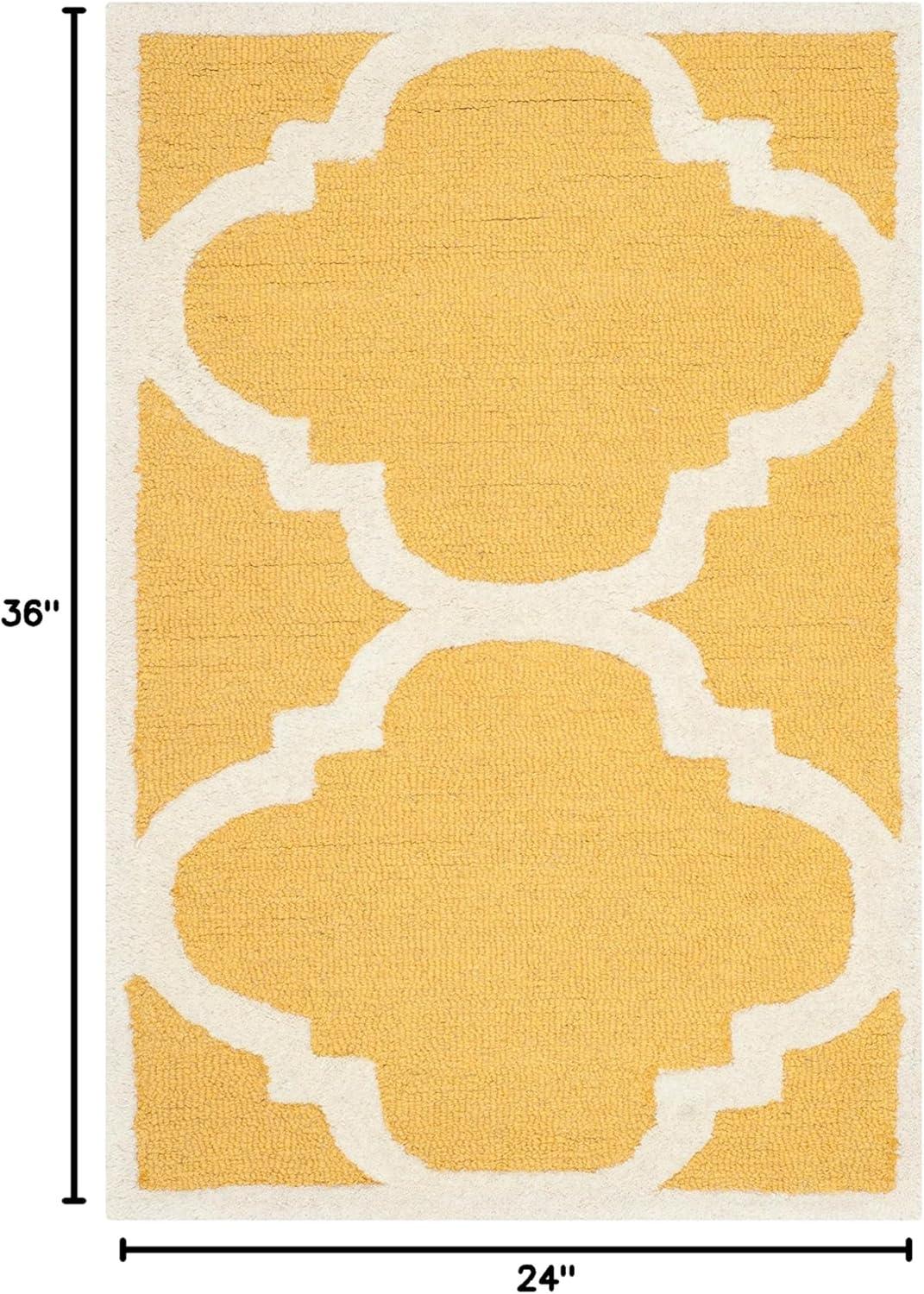 SAFAVIEH Cambridge Justine Geometric Quatrefoil Wool Area Rug, Gold/Ivory, 2' x 3'