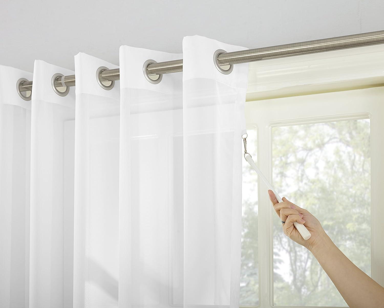 No. 918 Emily Extra-Wide Sheer Voile Sliding Door Patio Curtain Panel, 100"x84", White