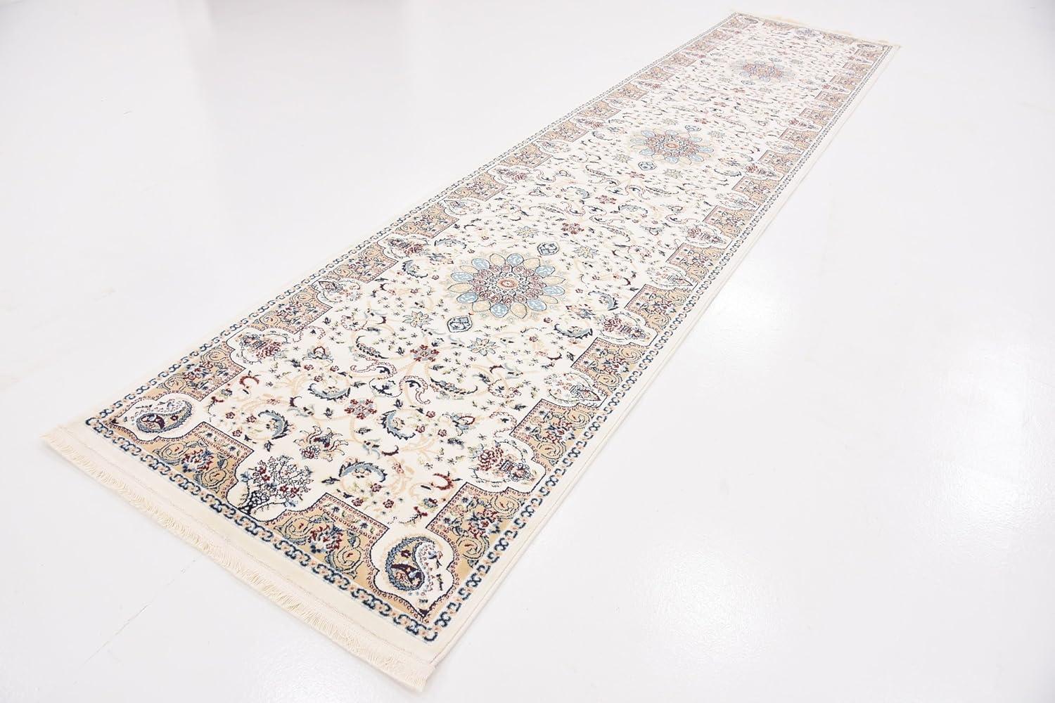 Unique Loom Newcastle Narenj Rug Ivory/Beige 3' x 13' 1" Runner Floral Traditional Perfect For Bathroom Hallway Mud Room Laundry Room