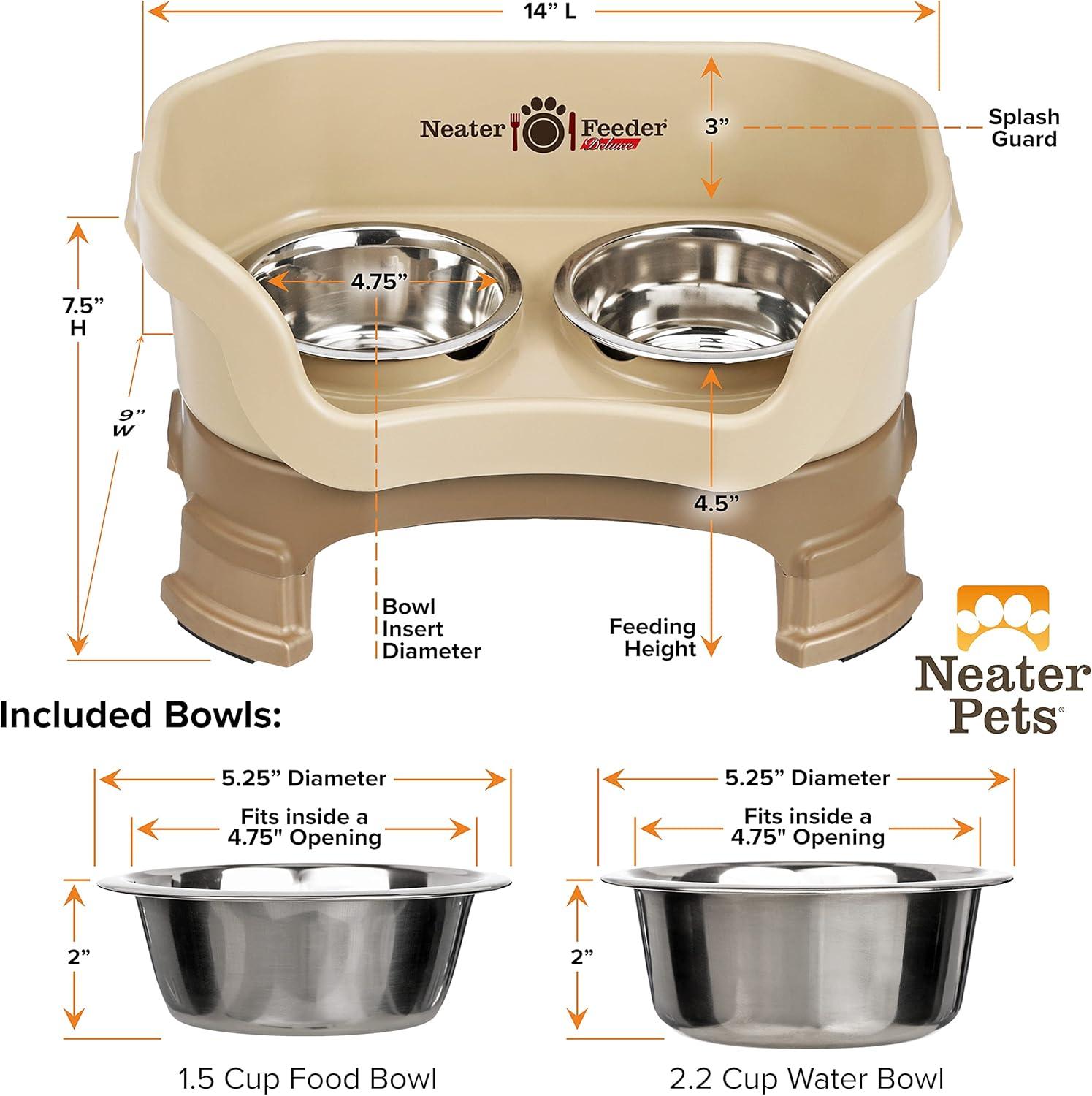 Neater Pets Neater Feeder Deluxe With Leg Extensions Mess-Proof Elevated Food & Water Bowls for Small Dogs, Cappuccino