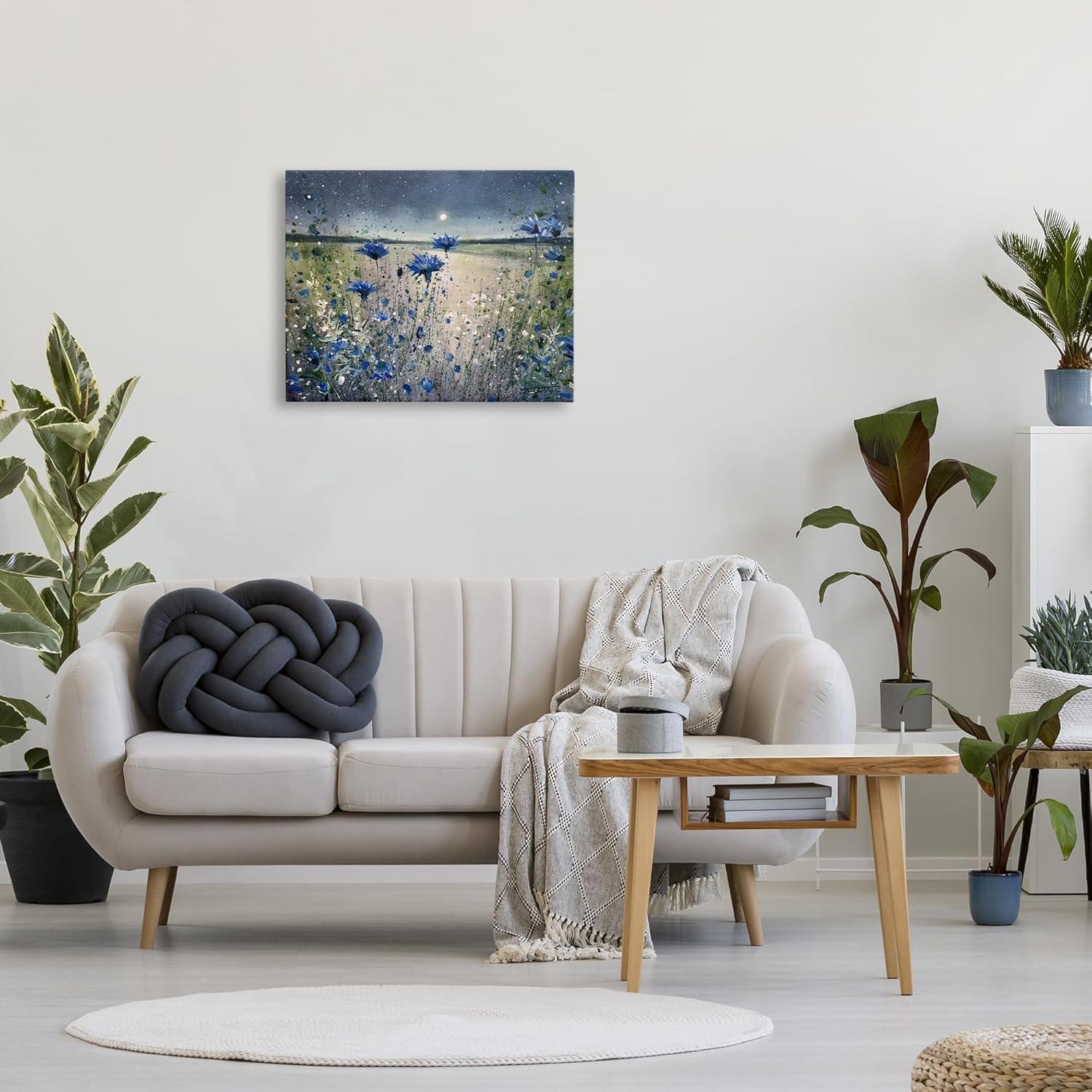 Blooming Blue Flowers Night Moon Giclee Art By Jennifer Taylor Art