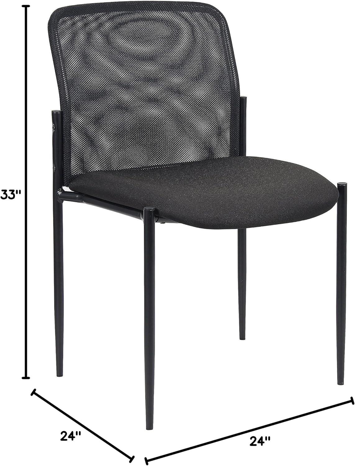 Mesh Guest Chair Black - Boss Office Products: Armless, Stackable, Metal Frame