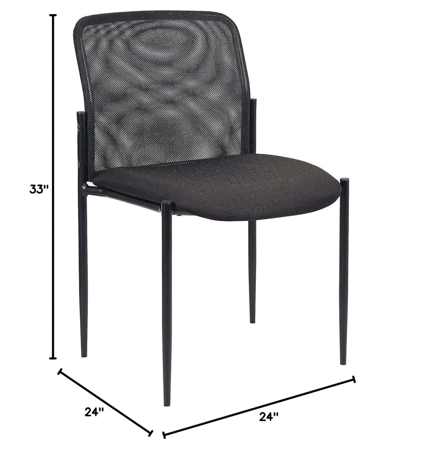 Mesh Guest Chair Black - Boss Office Products: Armless, Stackable, Metal Frame