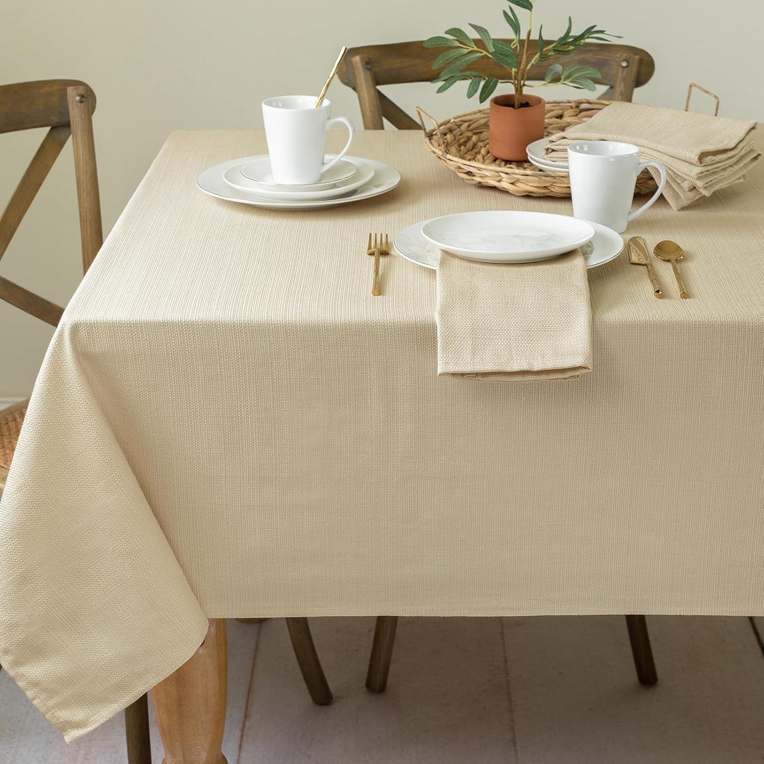 Benson Mills Textured Fabric Tablecloth (52 X 70, Flax)