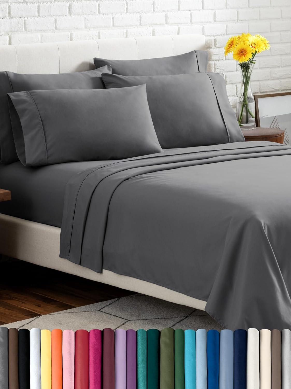 Twin XL Grey 4pc Microfiber Sheet Set by Bare Home
