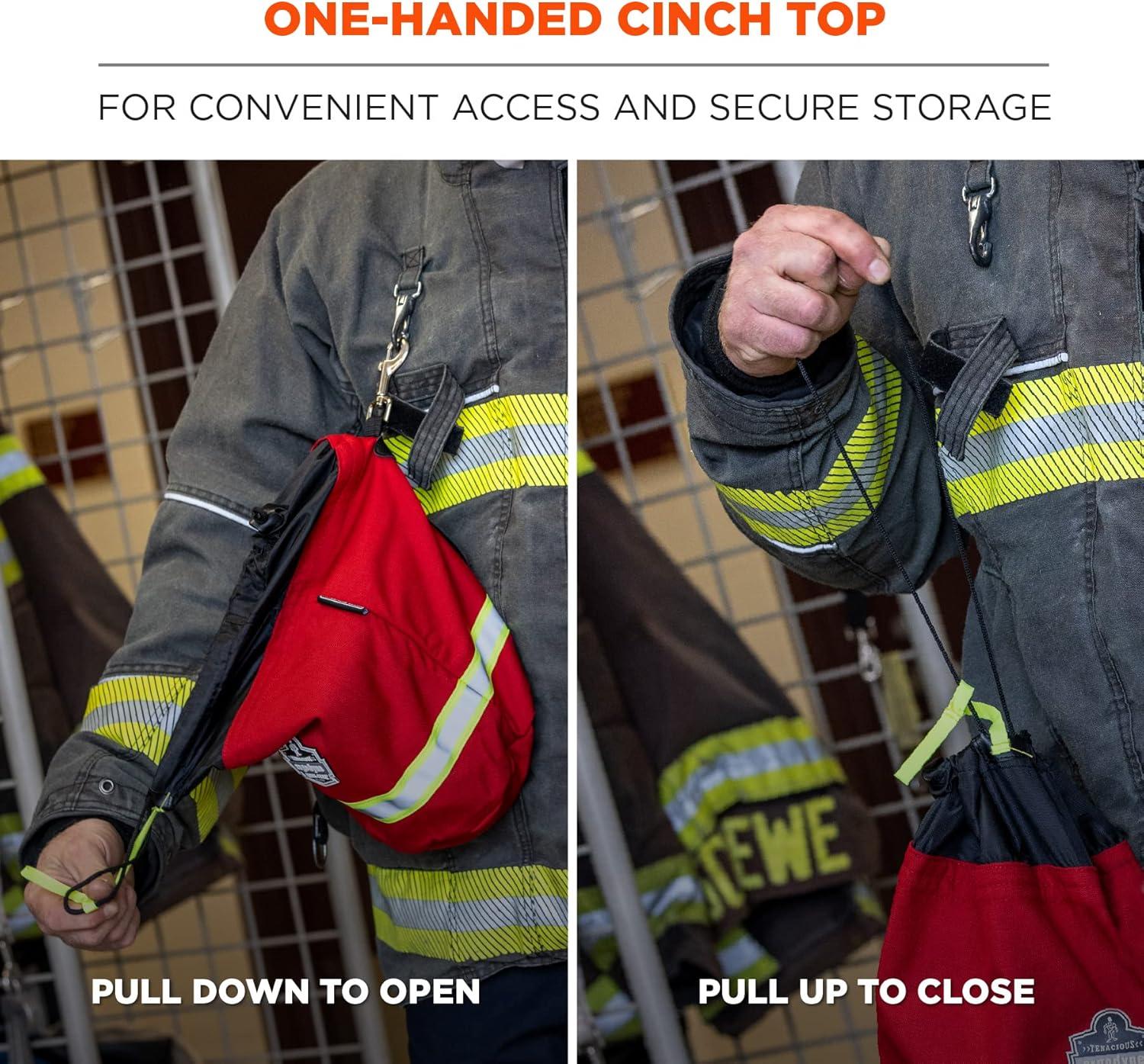 Arsenal Red Nylon Firefighter SCBA Mask Bag with Drawstring Closure