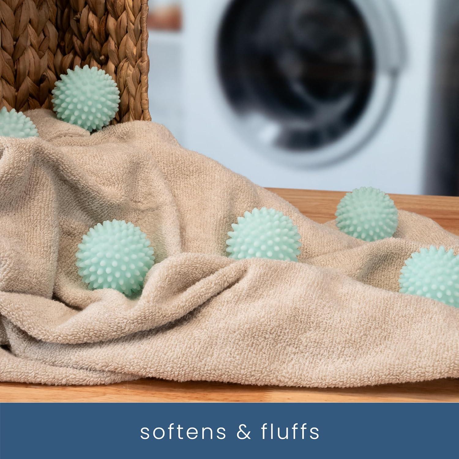 S&T INC. Reusable Laundry Dryer Balls, Soften and Fluff Laundry, Blue, 2.5 in, 6 Pack