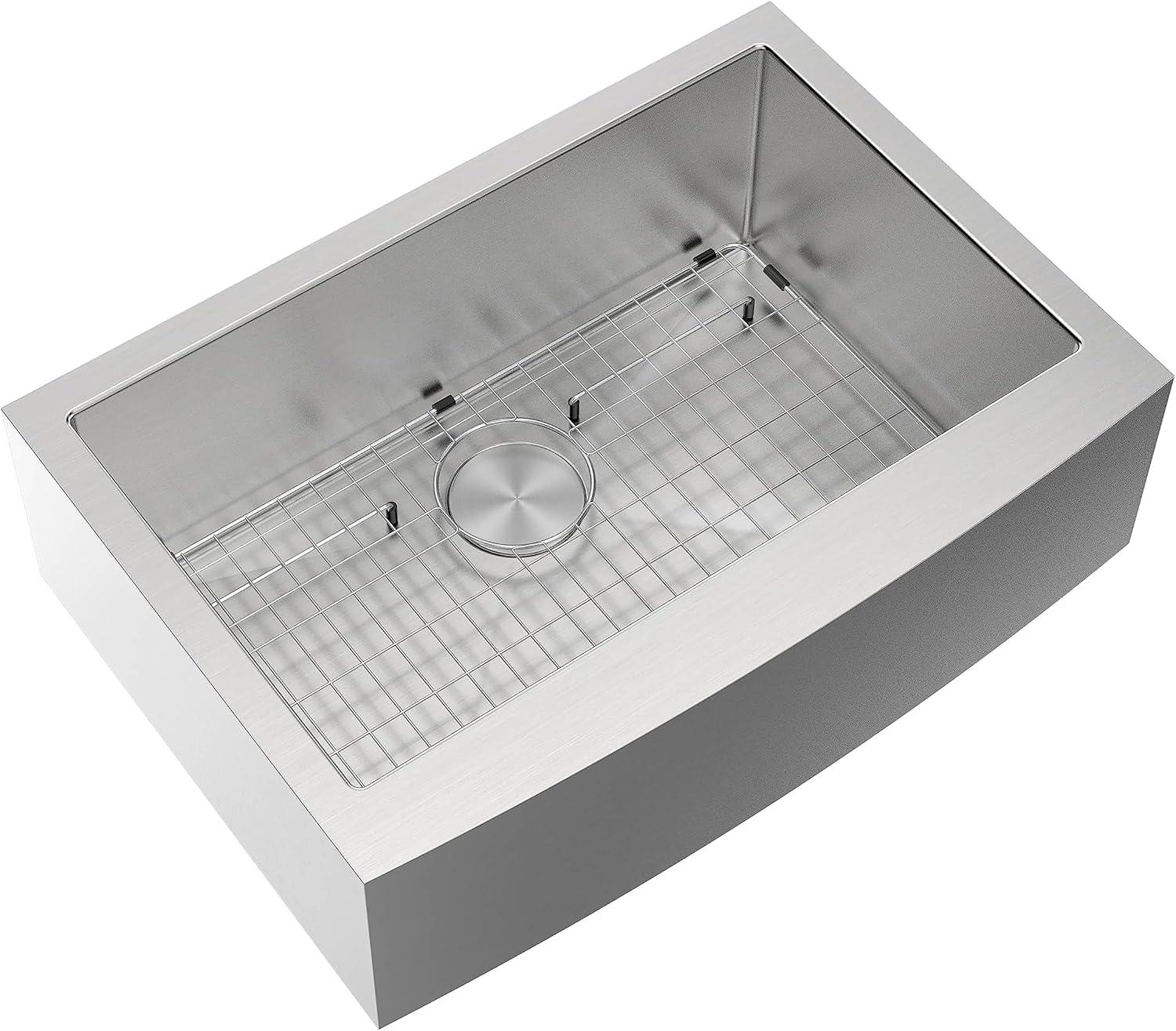 30-Inch Brushed Stainless Steel Farmhouse Apron-Front Sink