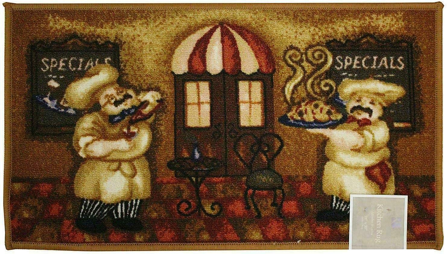 Kashi Home Kitchen Rug, Area Rug, Mat, Beautiful Print Non-Skid Latex Back Bending Wine 2pc Set (18X30 Rectangle & 20X40)