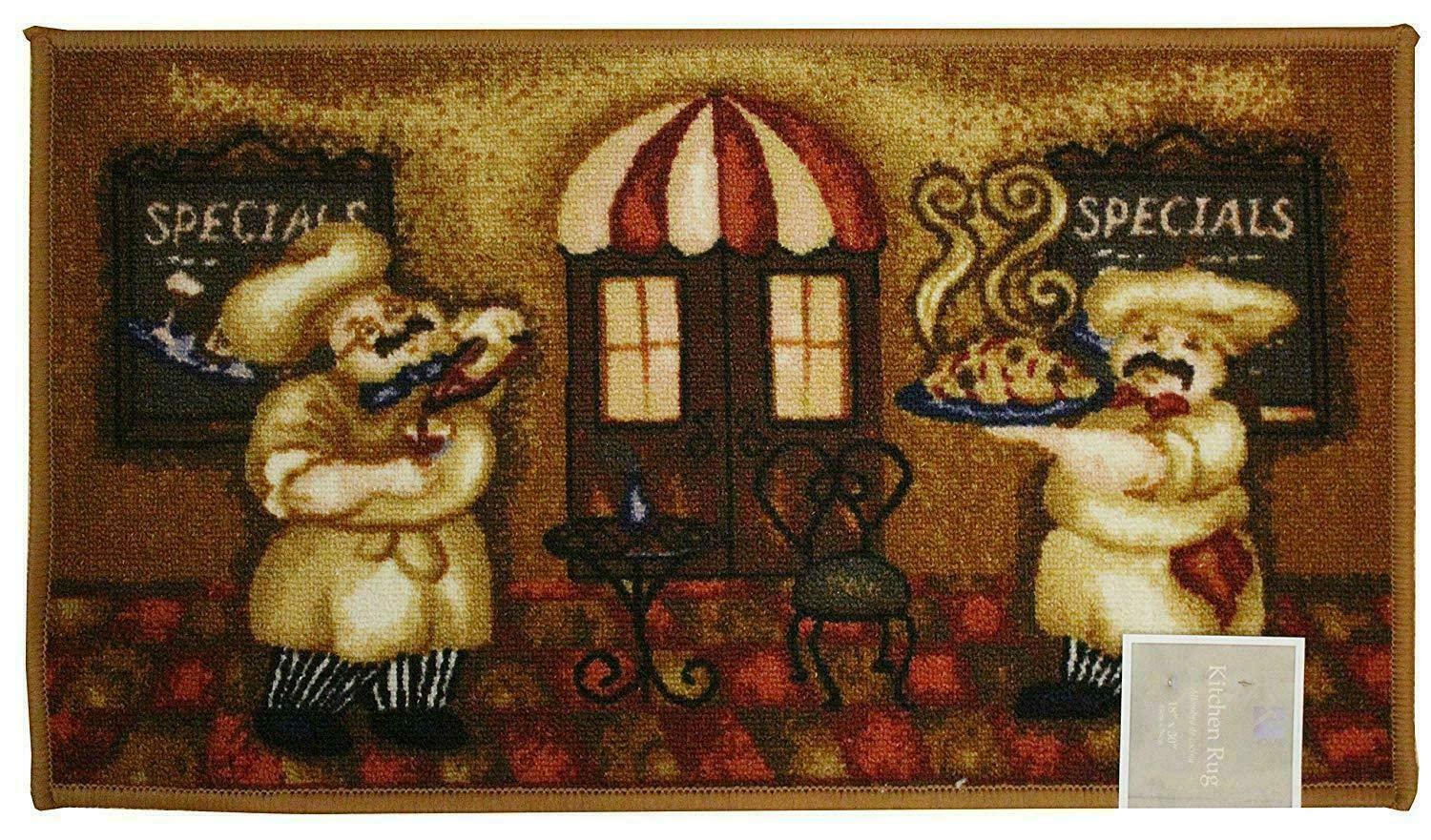 Kashi Home Kitchen Rug, Area Rug, Mat, Beautiful Print Non-Skid Latex Back Bending Wine 2pc Set (18X30 Rectangle & 20X40)