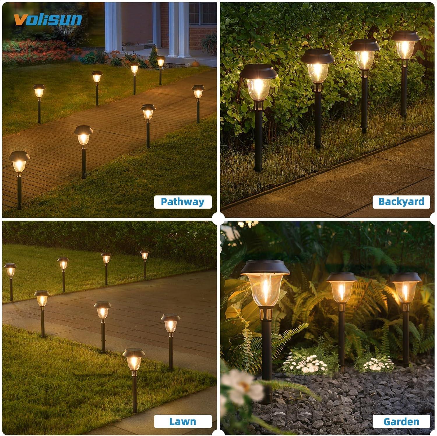 Solar Black Integrated LED Path Lights with Clear Lens (8-Pack)