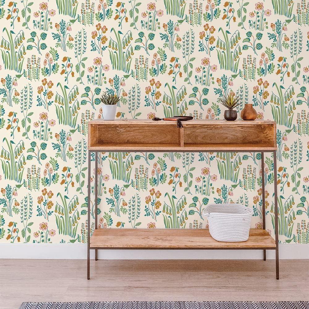 Multicolor Floral Self-Adhesive Removable Peel and Stick Wallpaper