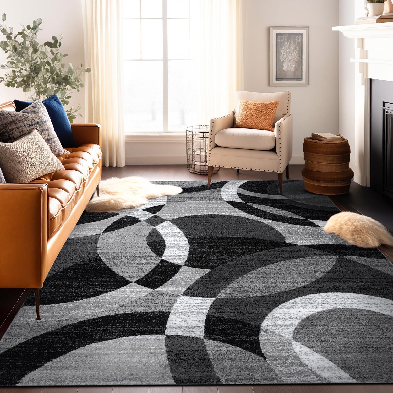 Gray Geometric 12' x 15' Stain-Resistant Area Rug