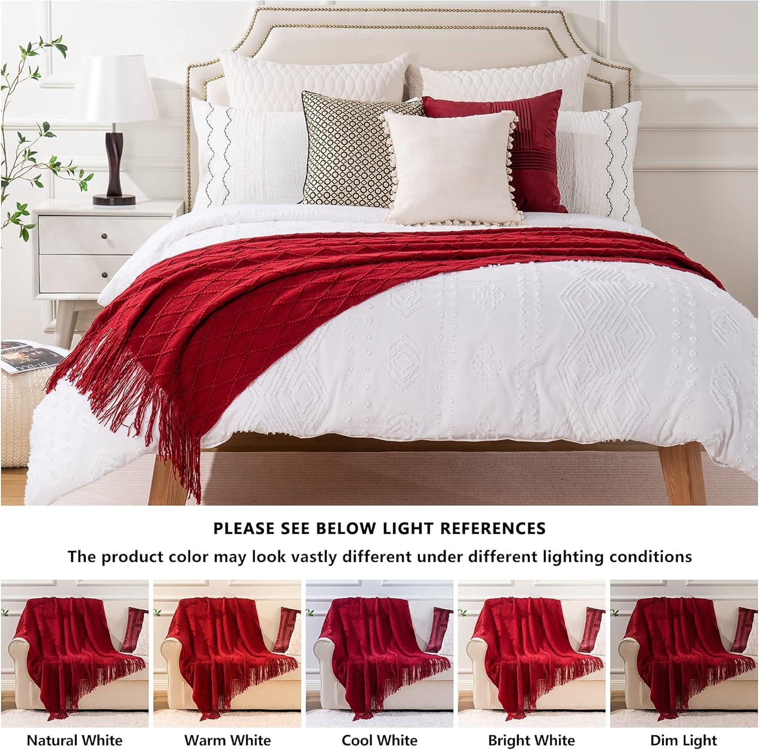 Battilo Dark Red Throw Blanket for Couch, Decorative Red Throws for Sofa Living Room,Housewarming Gifts,50"x60"