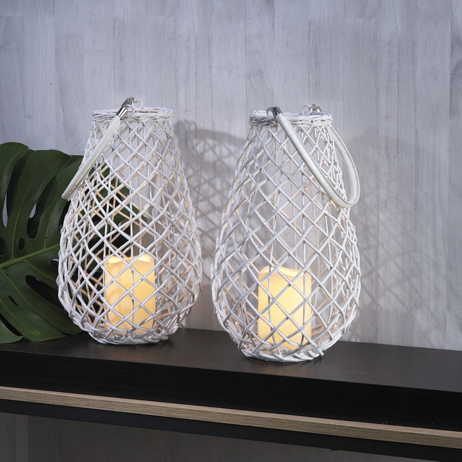 13.5'' H Wicker Tabletop Lantern with Candle Included