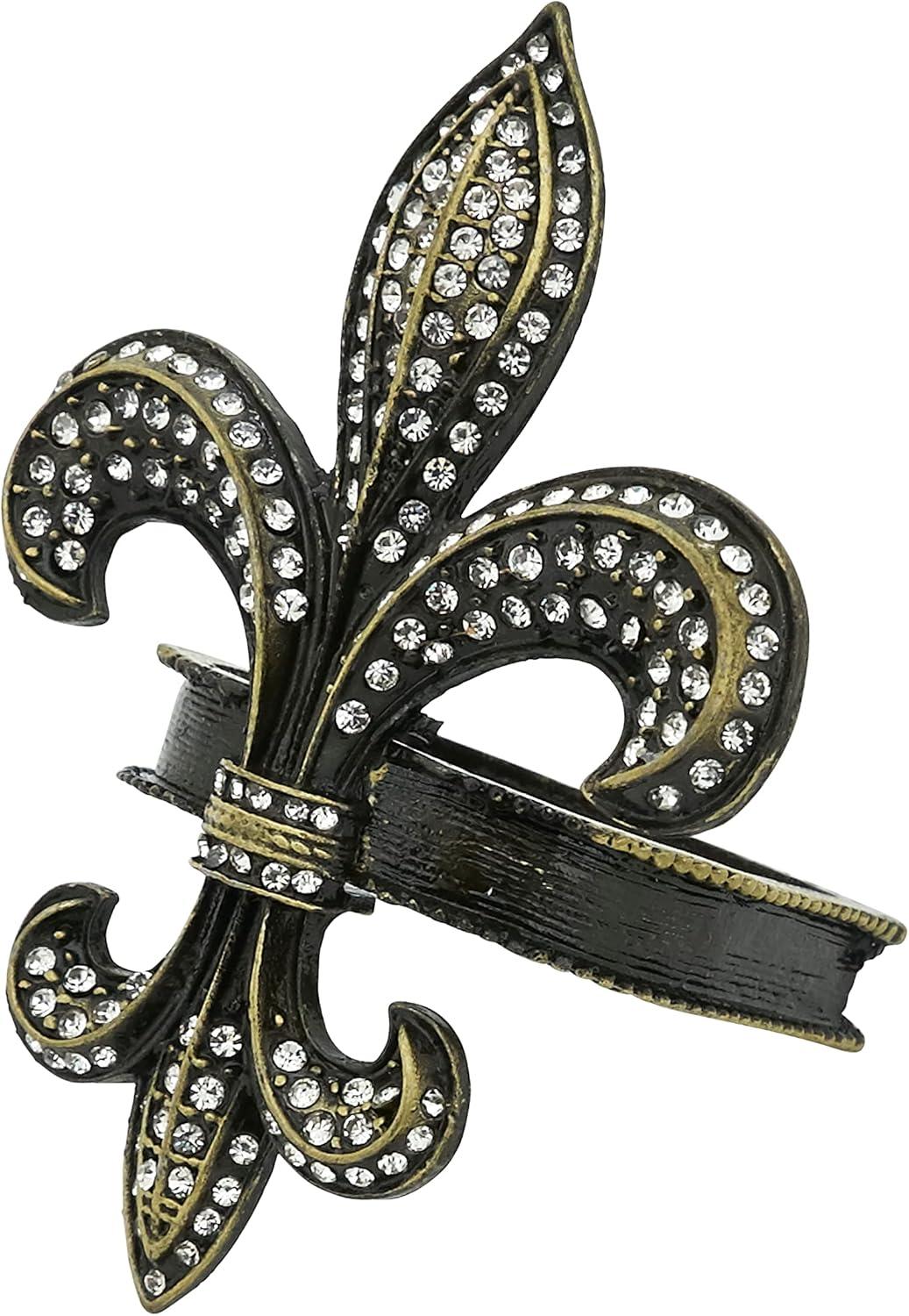 Saro Lifestyle Napkin Holder Rings With Fleur-de-Lis Design (Set of 4)