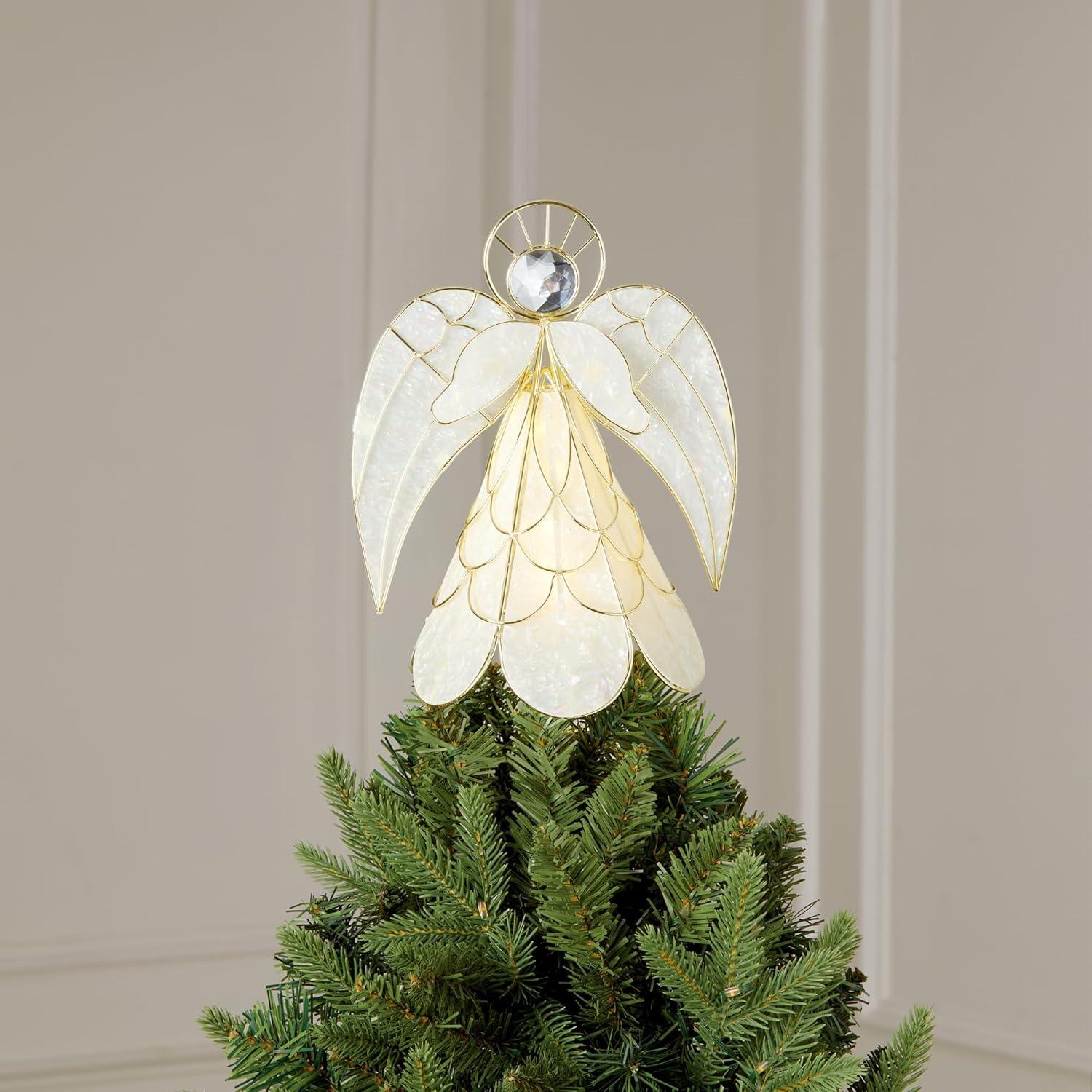 7.5" Faux Capiz Angel LED Tree Topper by Ashland® - Christmas Tree Topper