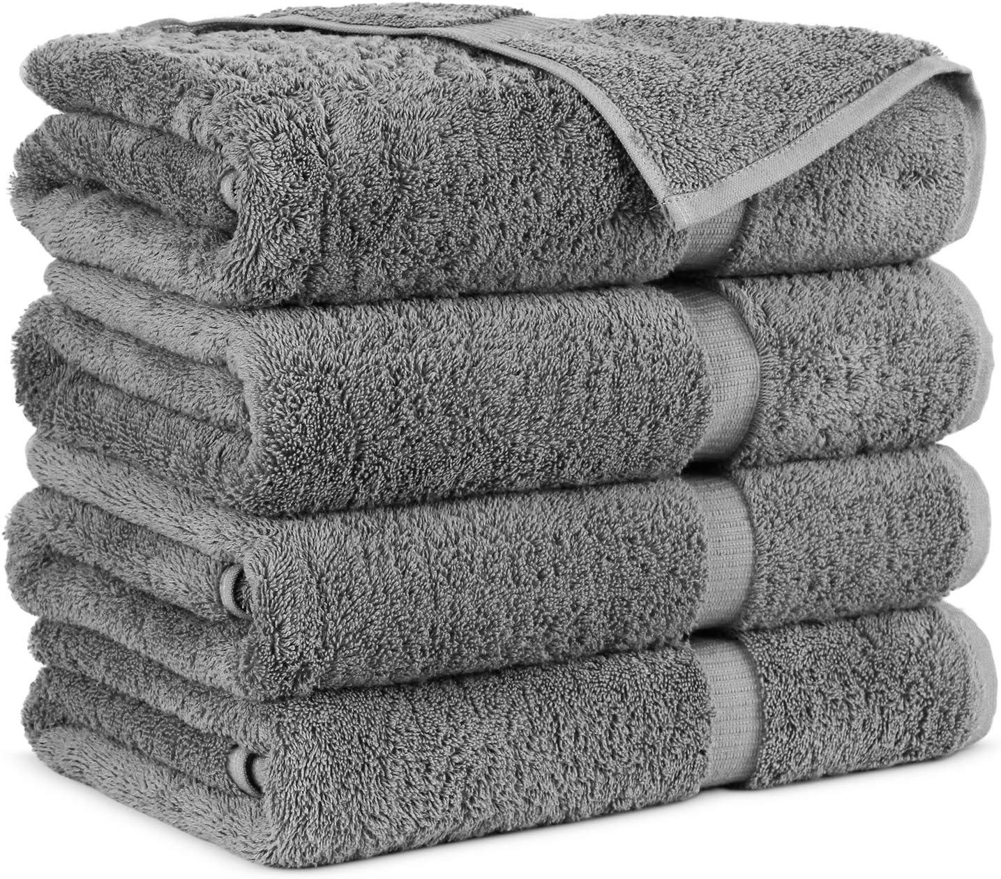 100% Turkish Cotton Towel Set (Gray, Bath Towels - Set of 4)