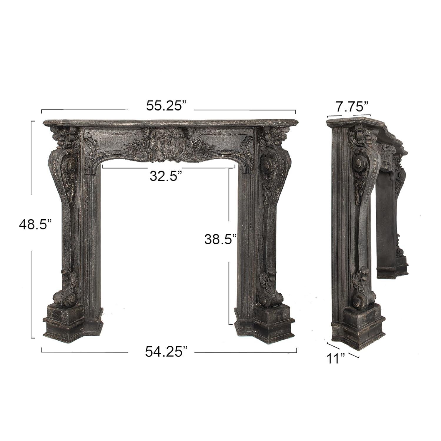 Storied Home Ornate Decorative Fireplace Mantel Black: Wall Mount, MDF Frame, Adult Assembly