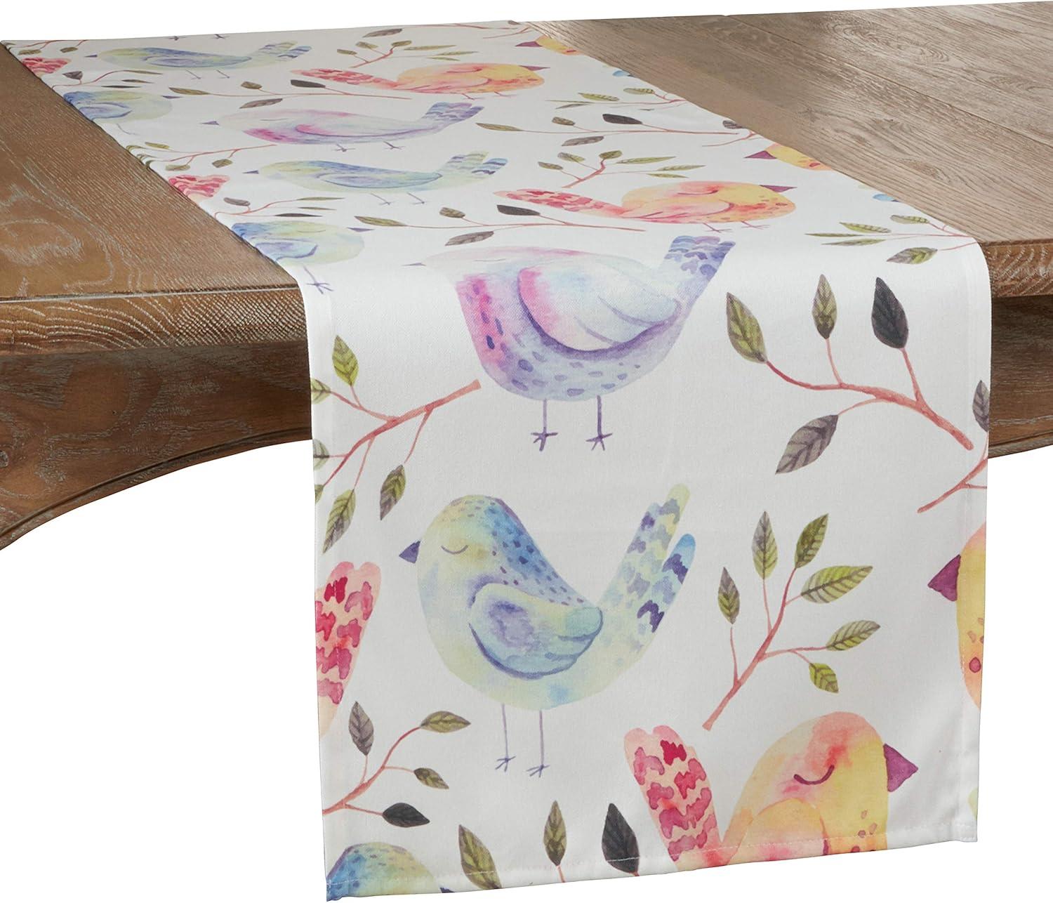 Multicolor Polyester Flock of Birds Table Runner