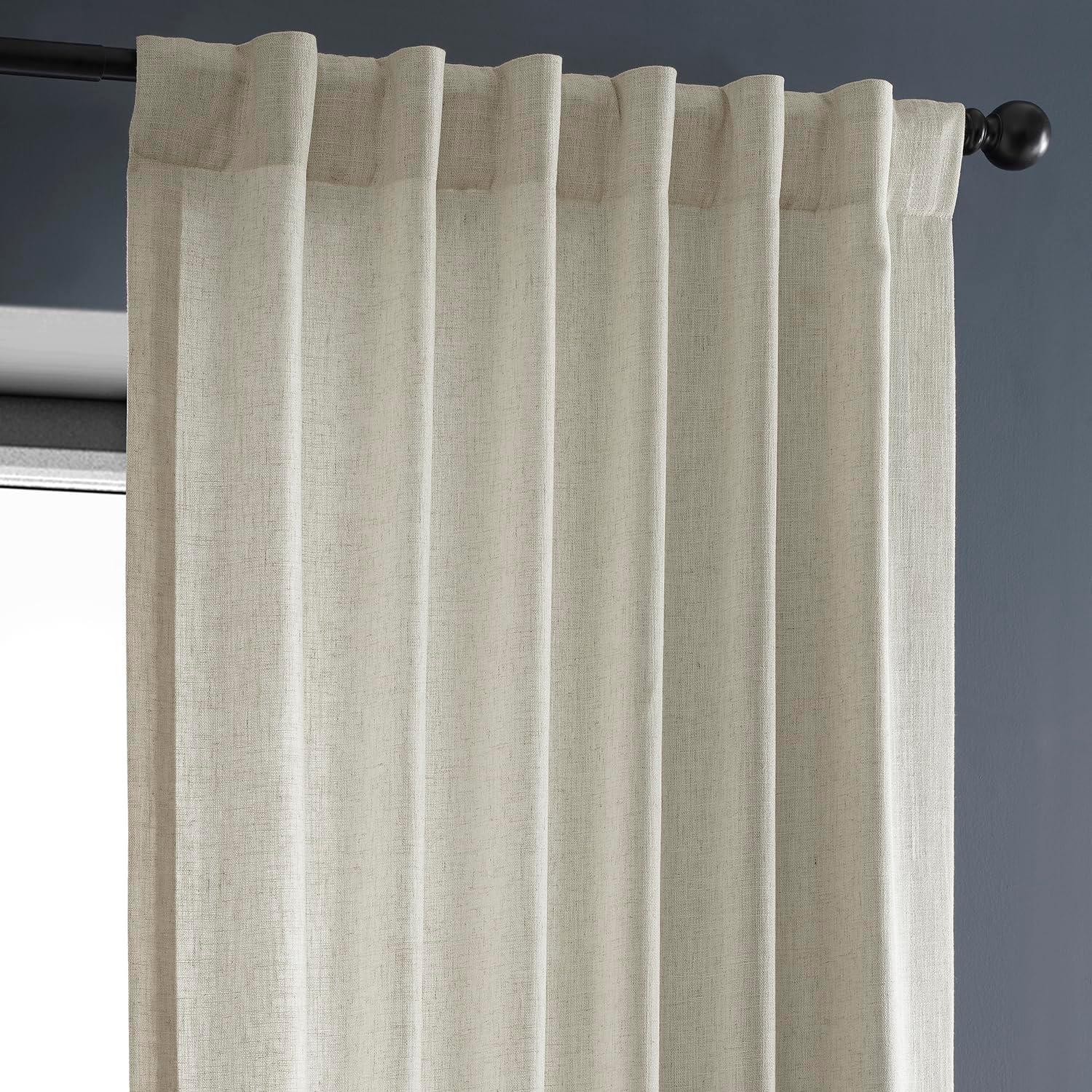 Malted Cream Heavy Faux Linen Curtain (1 Panel), Malted Cream, 50W X 108L