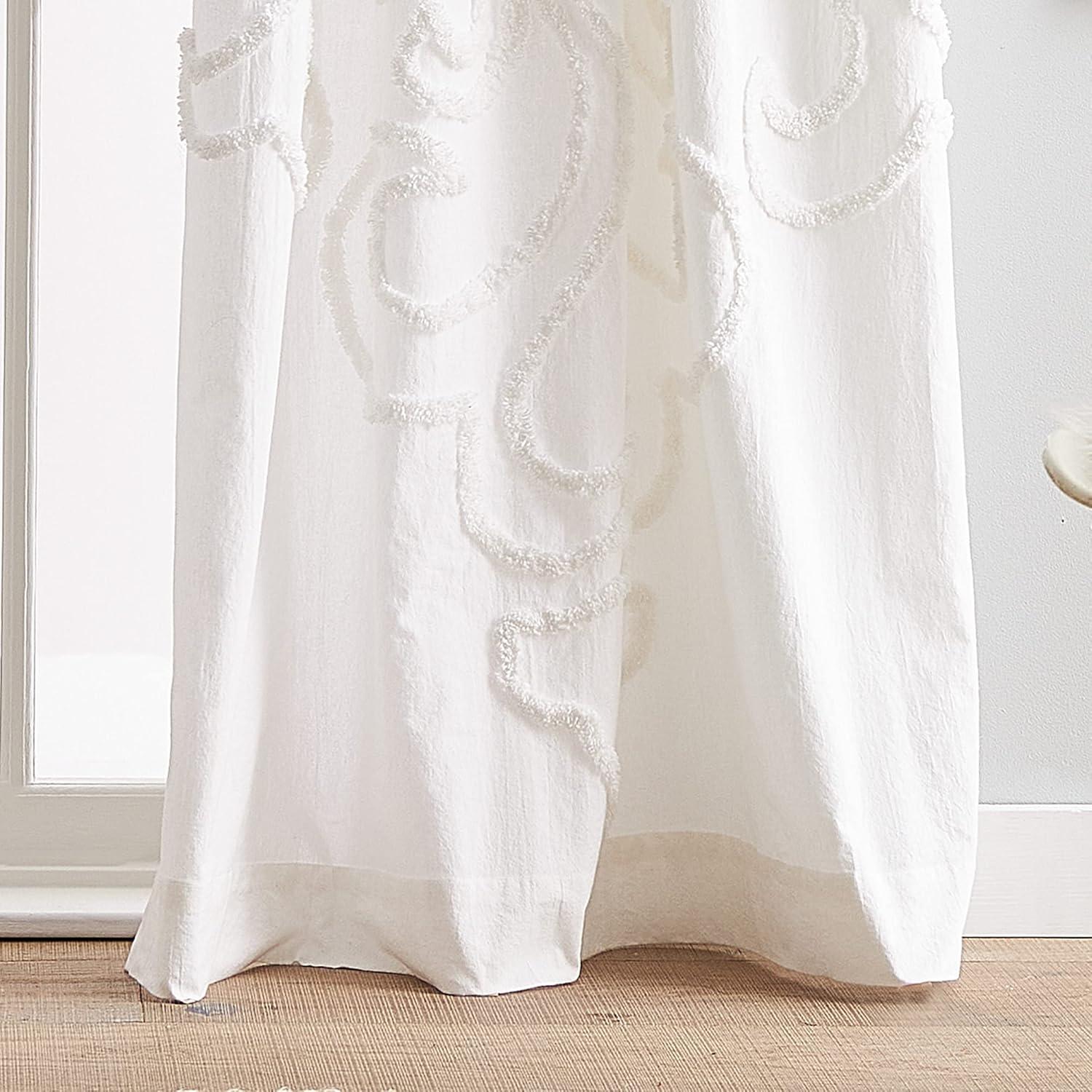 Peri Home Peri Home Gates Tufted Chenille Rod Pocket Curtain Panel Pair White (Set of 2)