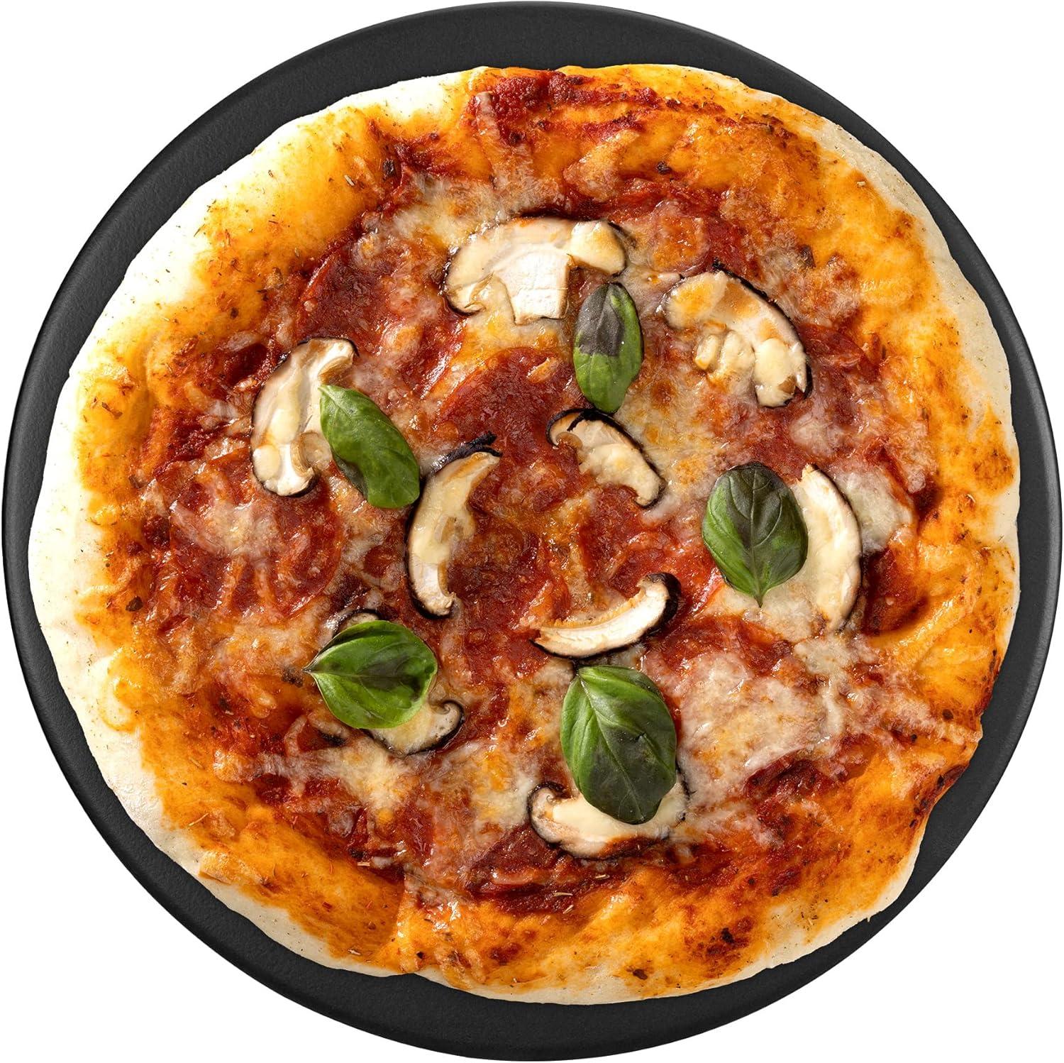 Navaris XL Pizza Stone for Baking - Glazed Square Cordierite Stone Plate for BBQ Grill Oven, Bake Serve Bread - Incl. Recipe Book - 15" x 11.8" x 0.6"