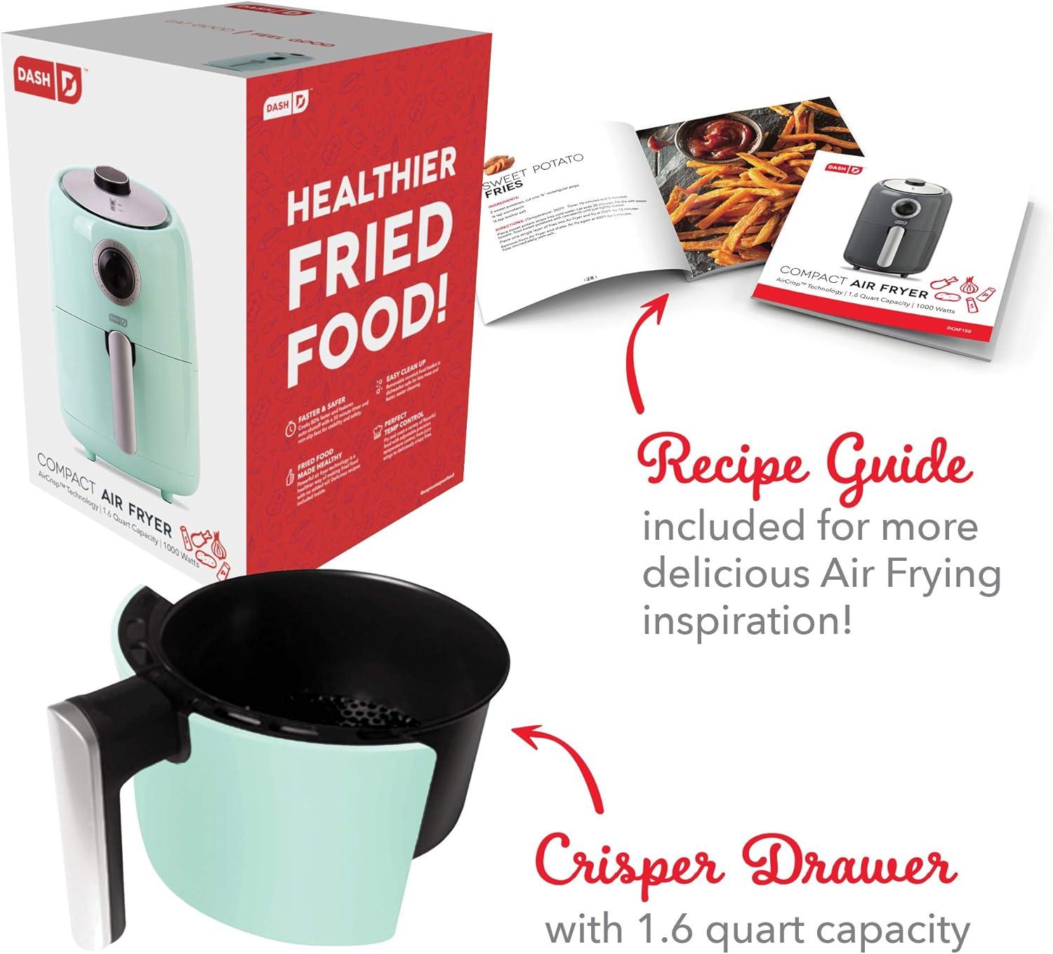 Compact Aqua Electric Hot Air Fryer with Timer Control