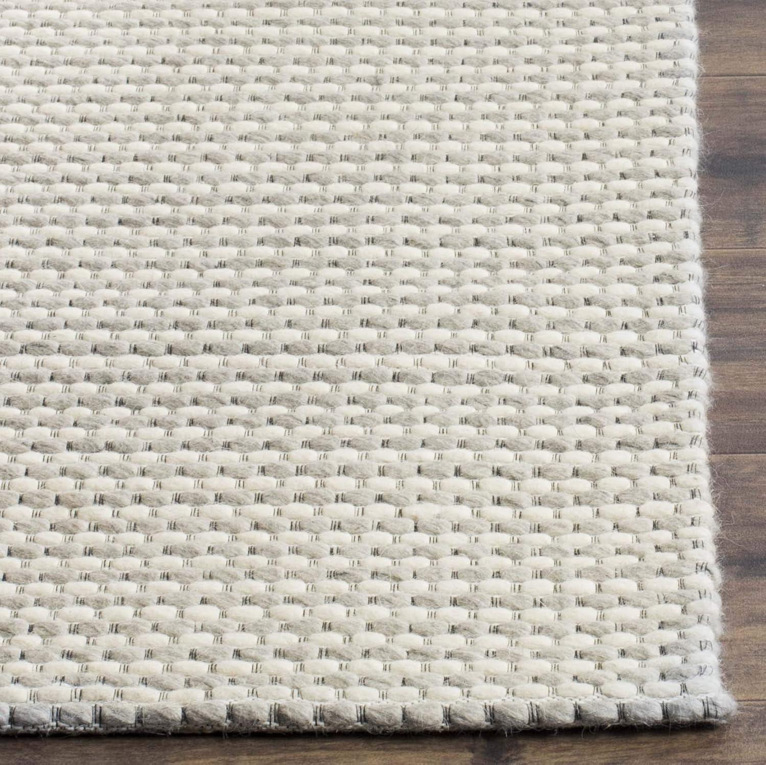 Sophisticated Silver & Ivory Handwoven Wool Runner Rug - 2'3" x 20'