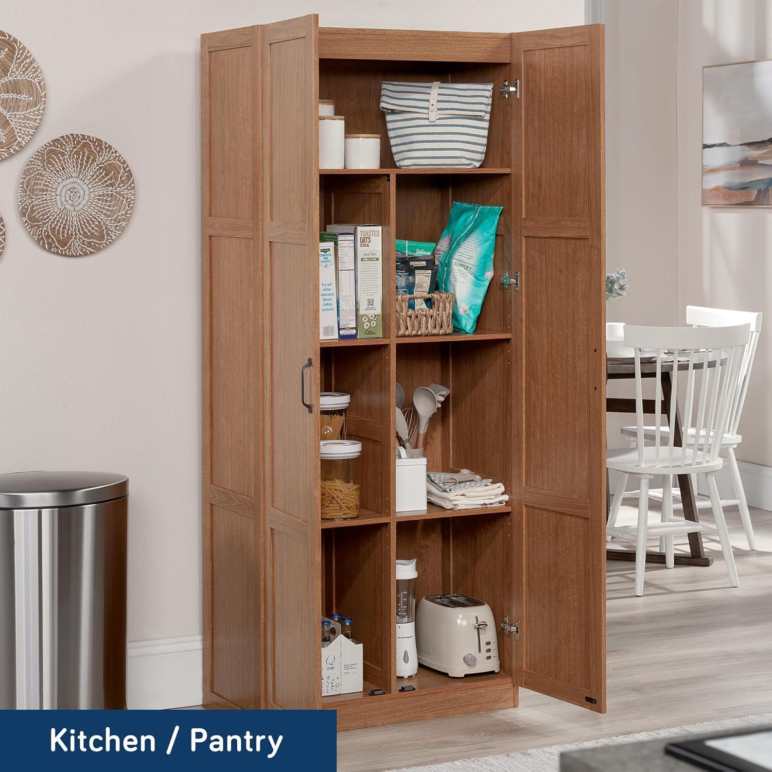 Highland Oak Freestanding Storage Cabinet with Adjustable Shelves