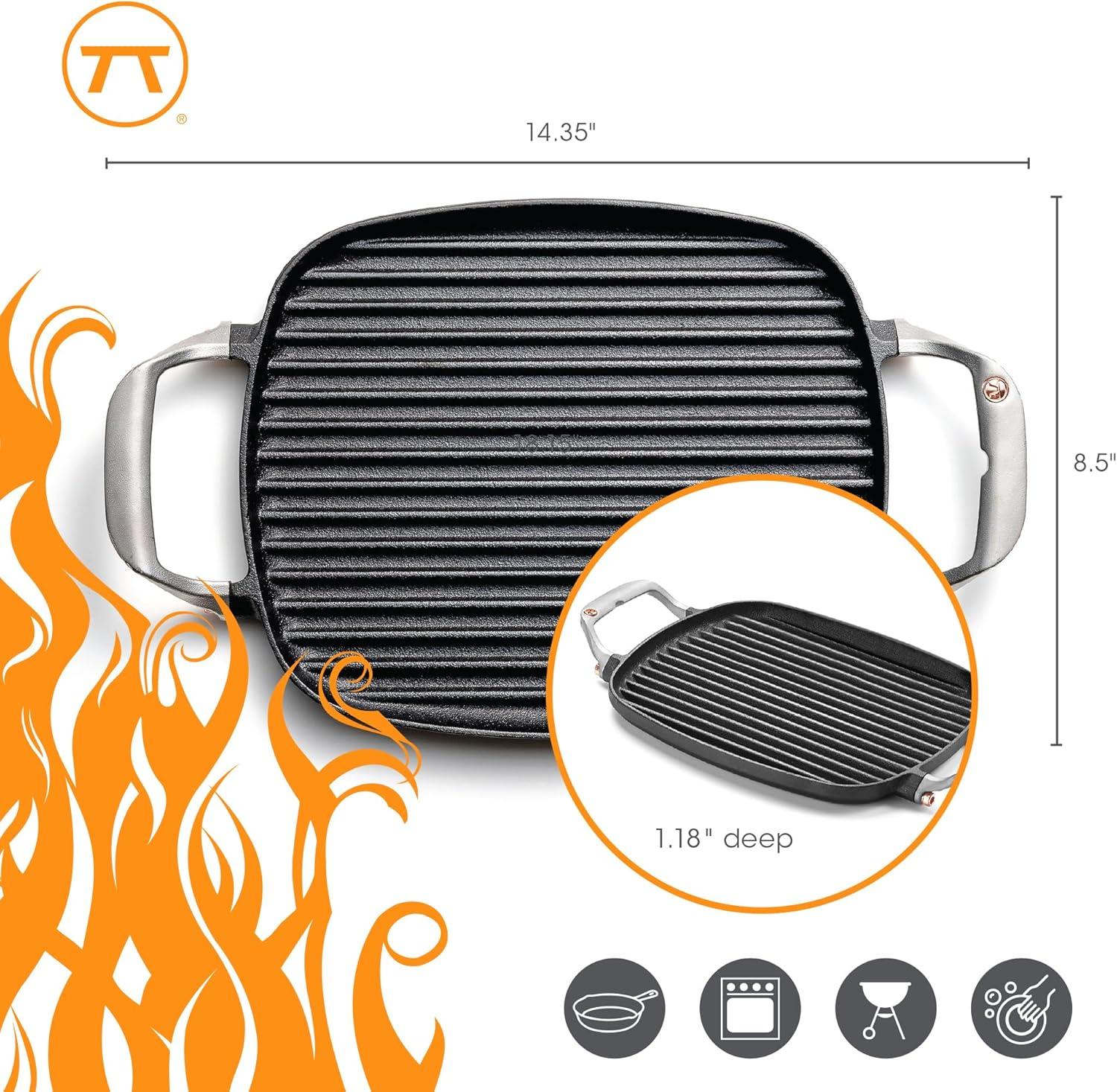 Outset Cast Iron Grill Pan With Ridges