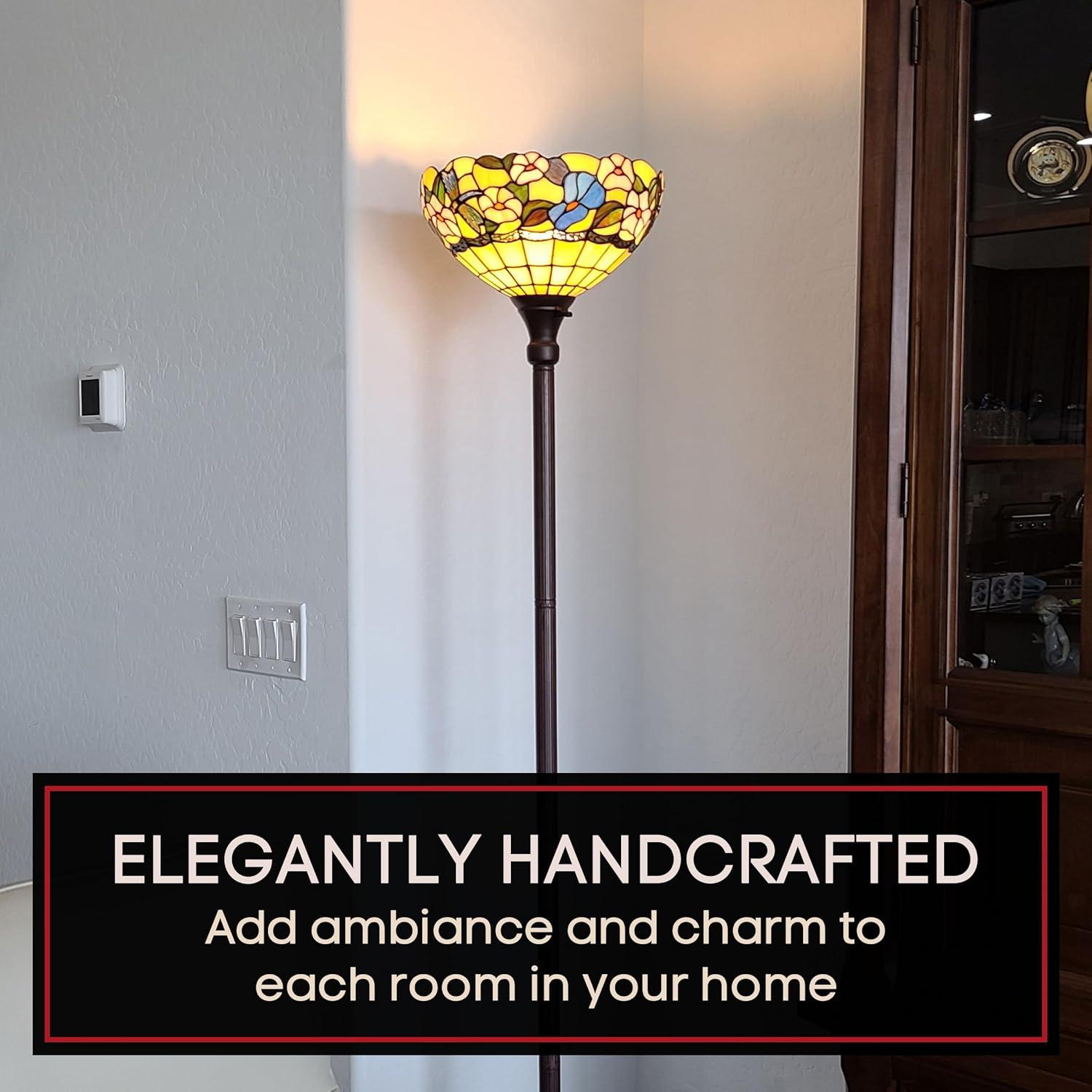 Amora Lighting White Color Torchiere Floor Lamp 72" Tall