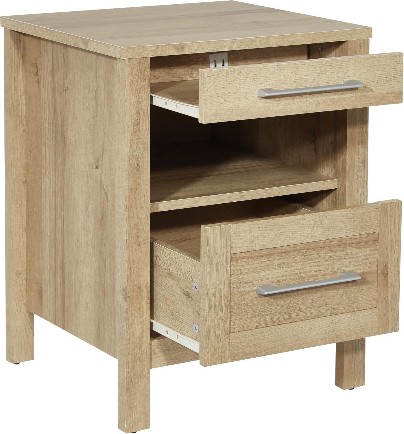 Canyon Oak Nightstand with USB Ports and Storage