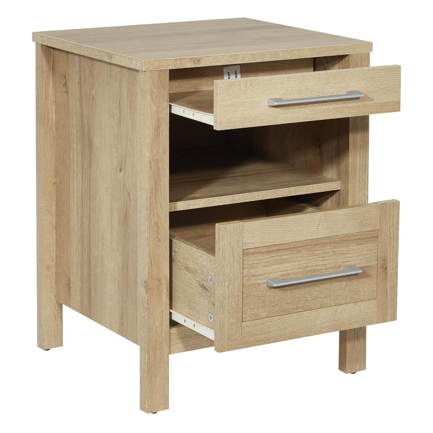 Stonebrook Nightstand with 2 USB Ports in Wood Canyon Oak Finish