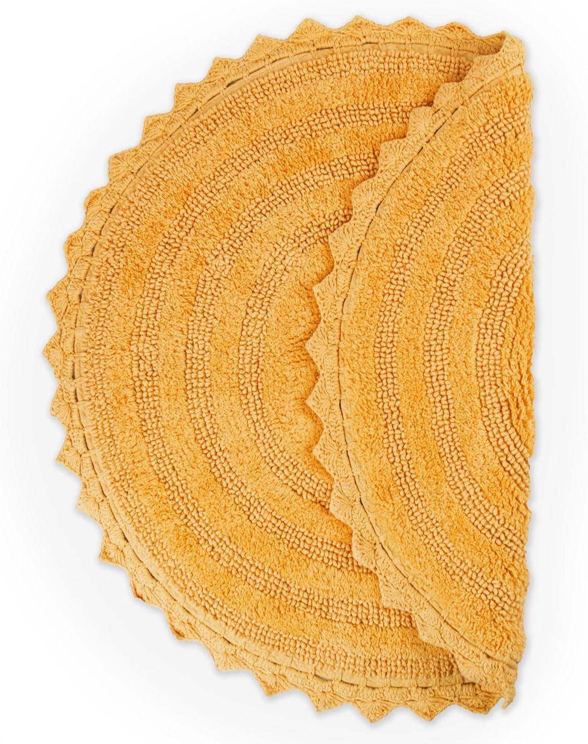 Design Imports Yellow Round Crochet Bath Mat