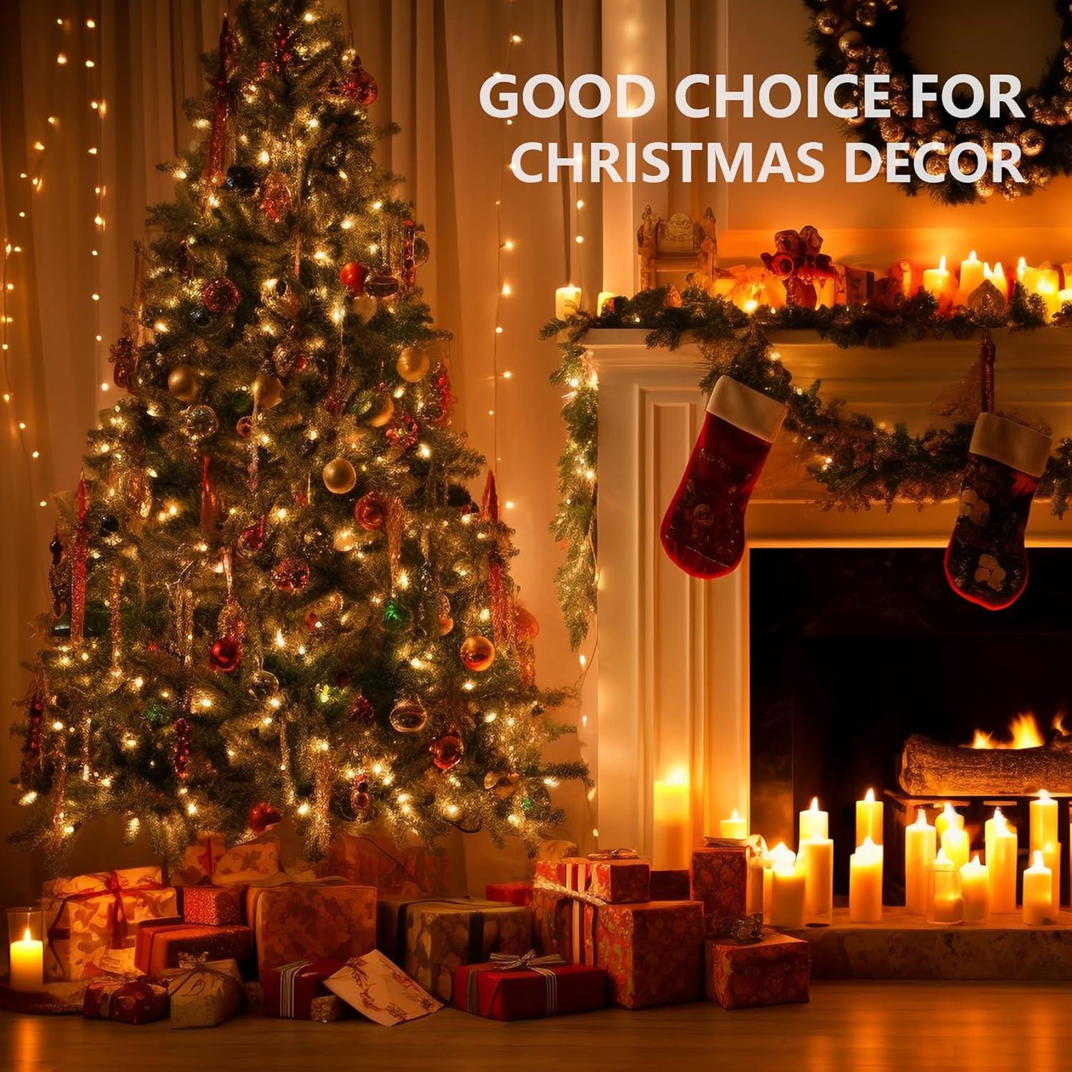 Dazzle Bright 164 FT 500 LED Christmas String Lights, Waterproof Green Wire String Lights with 8 Modes, Outdoor Christmas Decorations for Indoor Garden Party Yard Decor (Warm White)