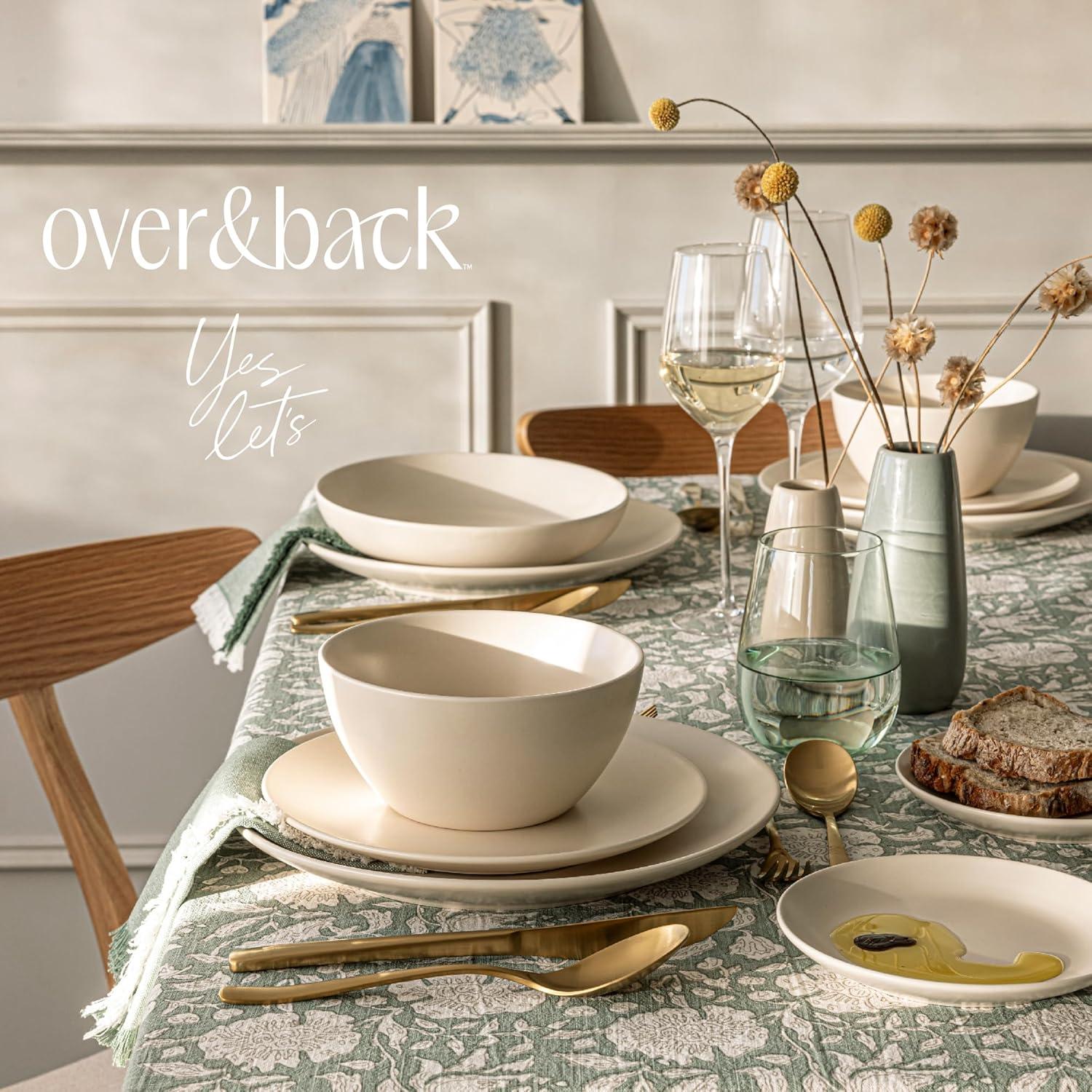 over&back Coupe 16-Piece Semi Hand-Finished Stoneware Dinnerware Set, Service for 4