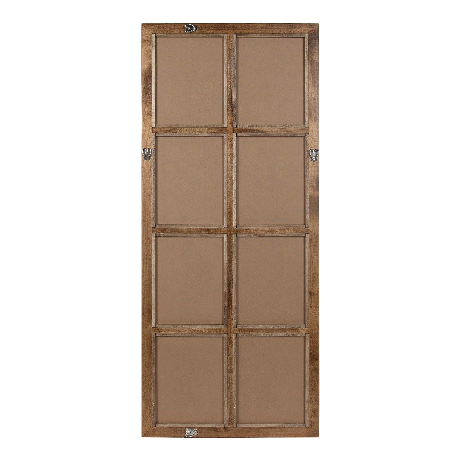 18" x 42" Hogan Windowpane Wall Mirror Natural: Beveled, Rustic Finish, Wood Frame - Kate & Laurel All Things Decor
