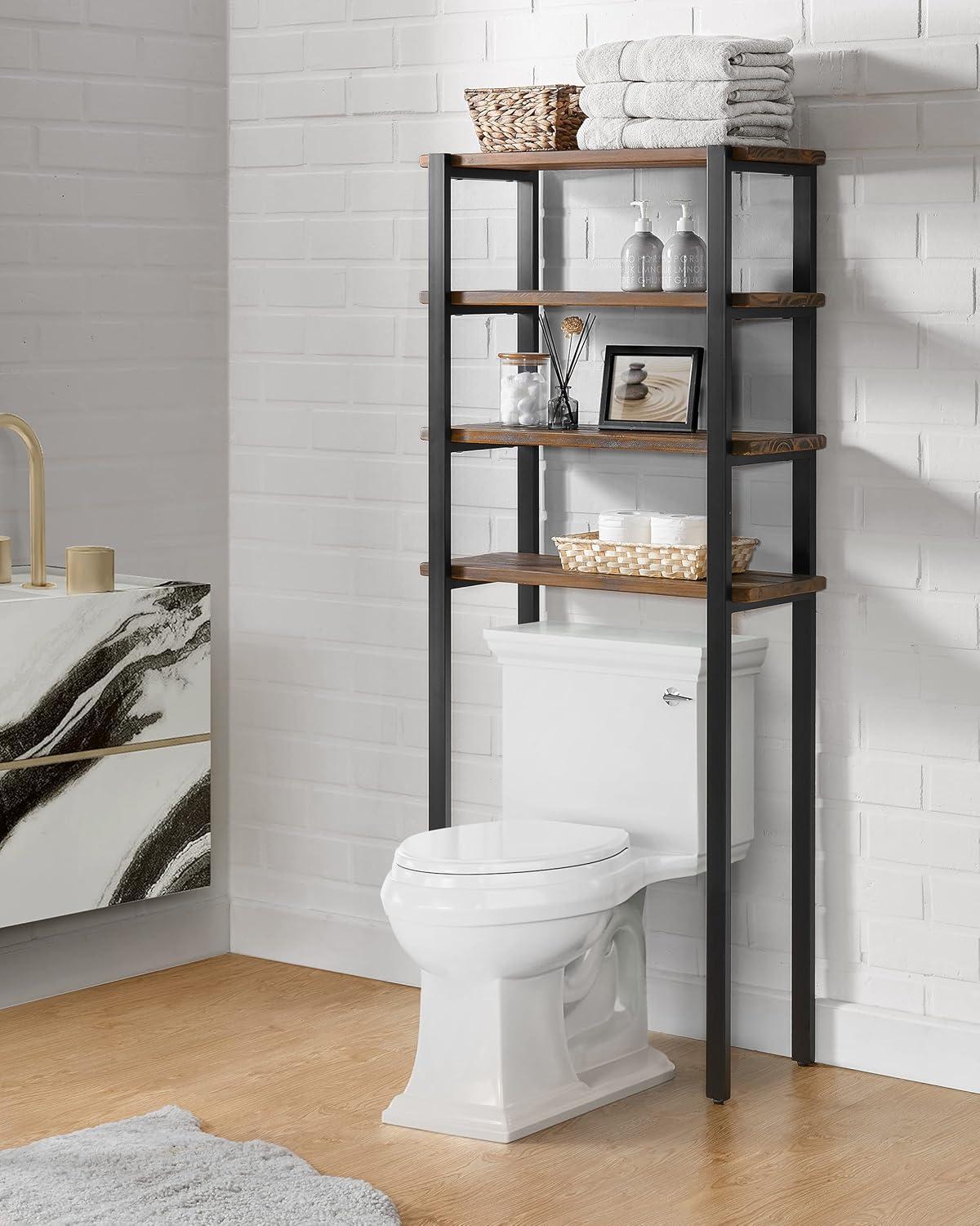 Pomona Over The Toilet 4-Shelf Bath Storage - Alaterre Furniture: Space-Saving, Metal Frame, Universal Organizer