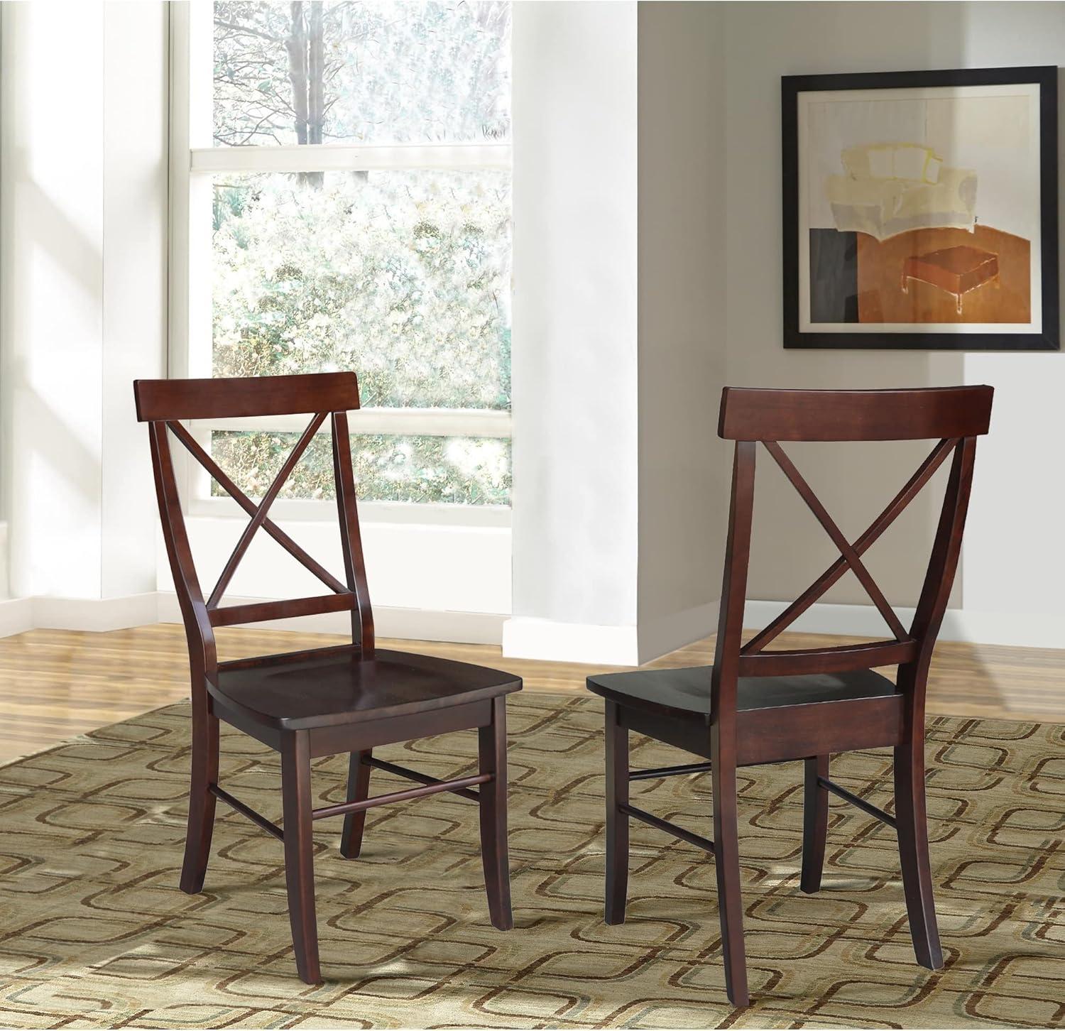 Set of 2 X Back Chairs with Solid Wood - International Concepts