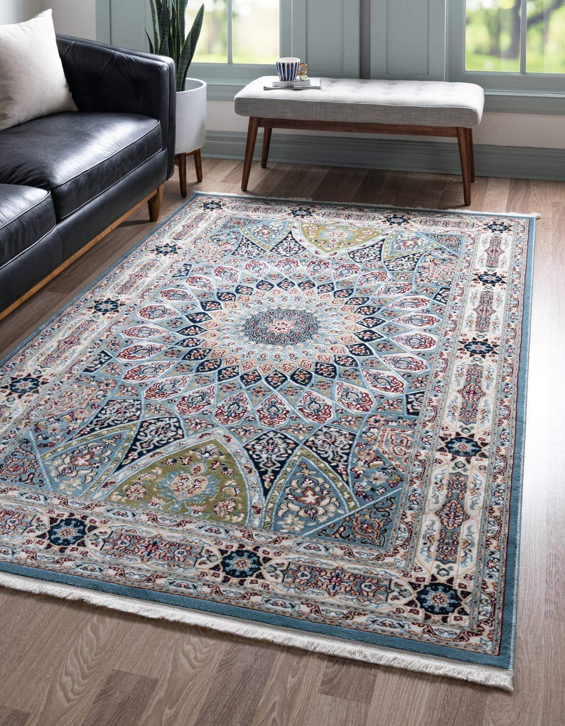 Unique Loom Narenj Collection Area Rug - Adams (5' 1" x 8' Rectangle Blue/Burgundy)